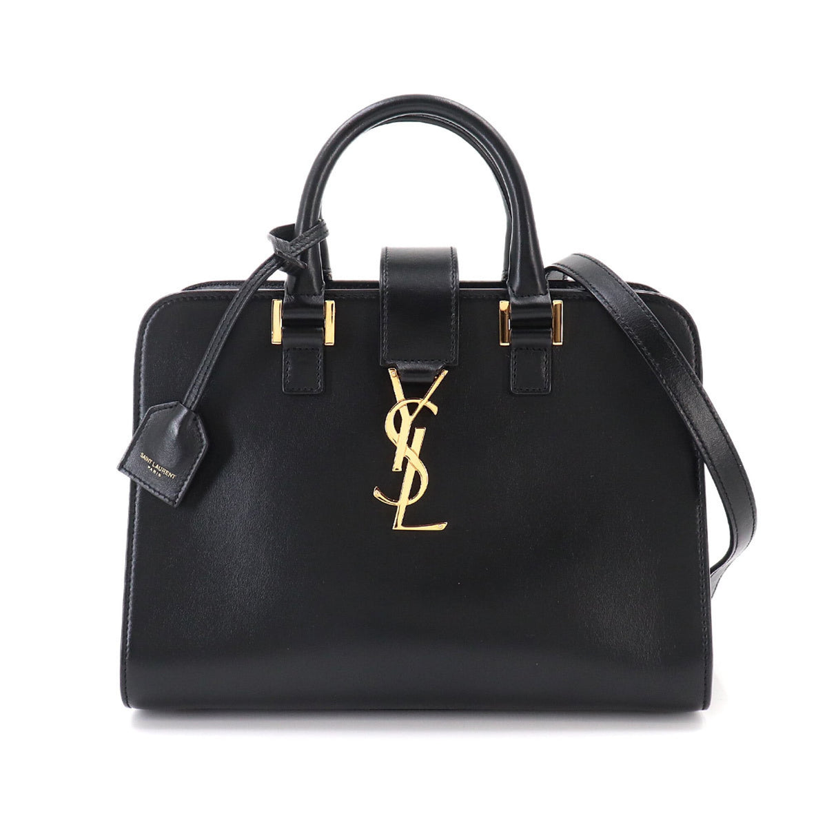 Saint Laurent Baby Cabas 2-way Hand/Shoulder Handbag, Leather, Black, 568853 — Like New