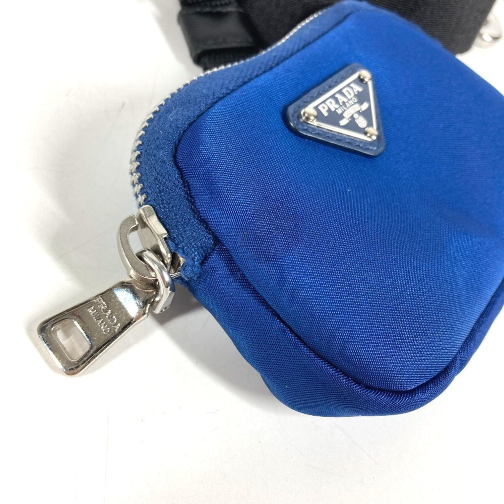 PRADA 2YG008 Triangle Logo Pet Leash Handbag Pouch for Dogs and Pets - Nylon, Blue. (Suitable men women.) — Like New