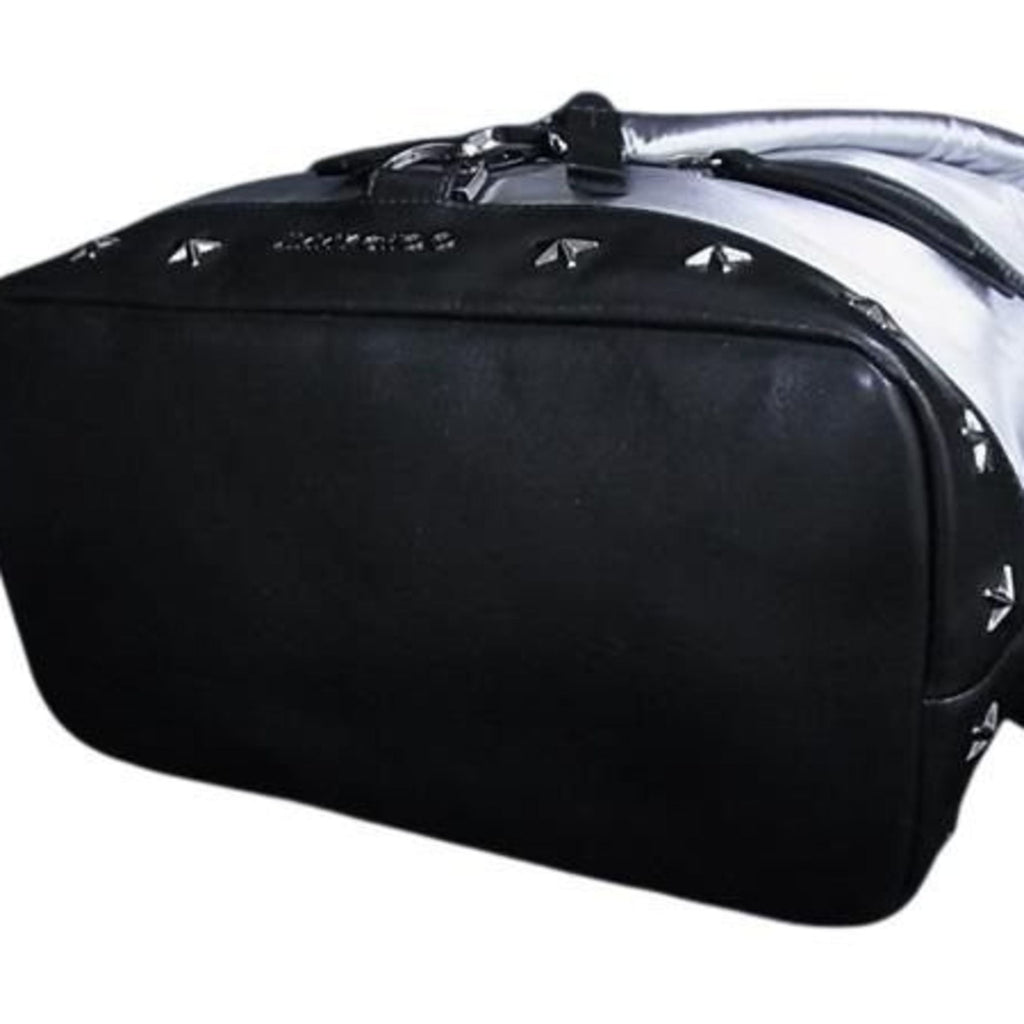 JIMMY CHOO Fitzroy Backpack in Silver and Black Nylon Leather with Star Studs for Men Women