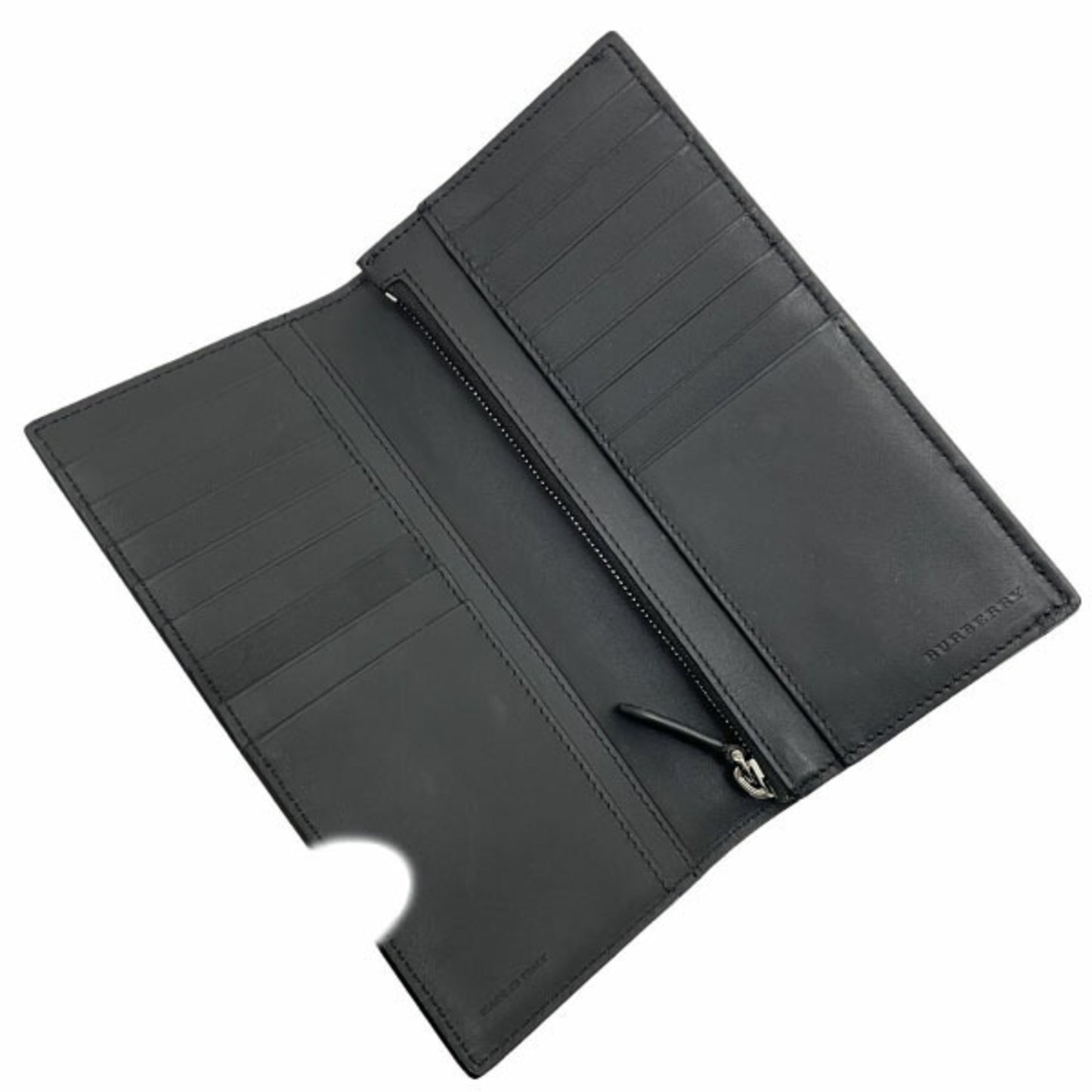 Burberry long wallet, bi-fold leather, black, BURBERRY, men's, HH-14980