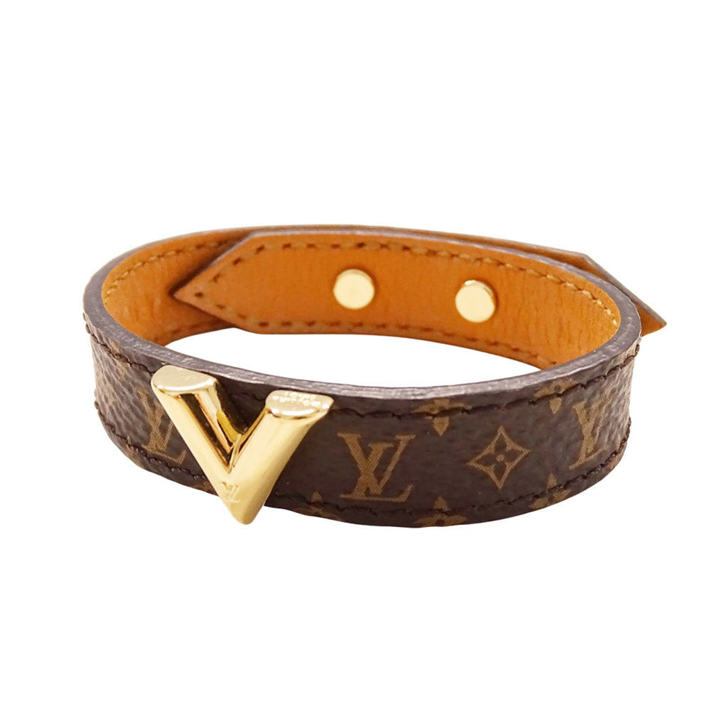 Louis Vuitton Essential V Bracelet, Women's, Monogram Canvas, Brown, M6042G, Size 15, Slim, Logo