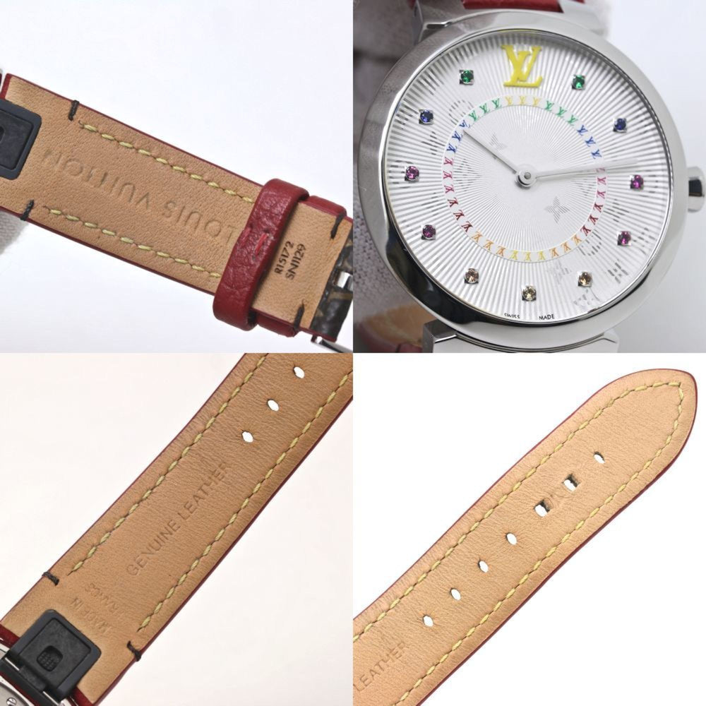 LOUIS VUITTON Tambour MM Rainbow Colored Stones QA159Z Women's Watch 40091 — Very Good
