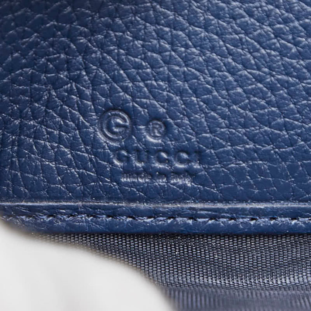 Gucci Jumbo GG Long Wallet with Round Zipper, 825958, Navy Leather, Men's, GUCCI