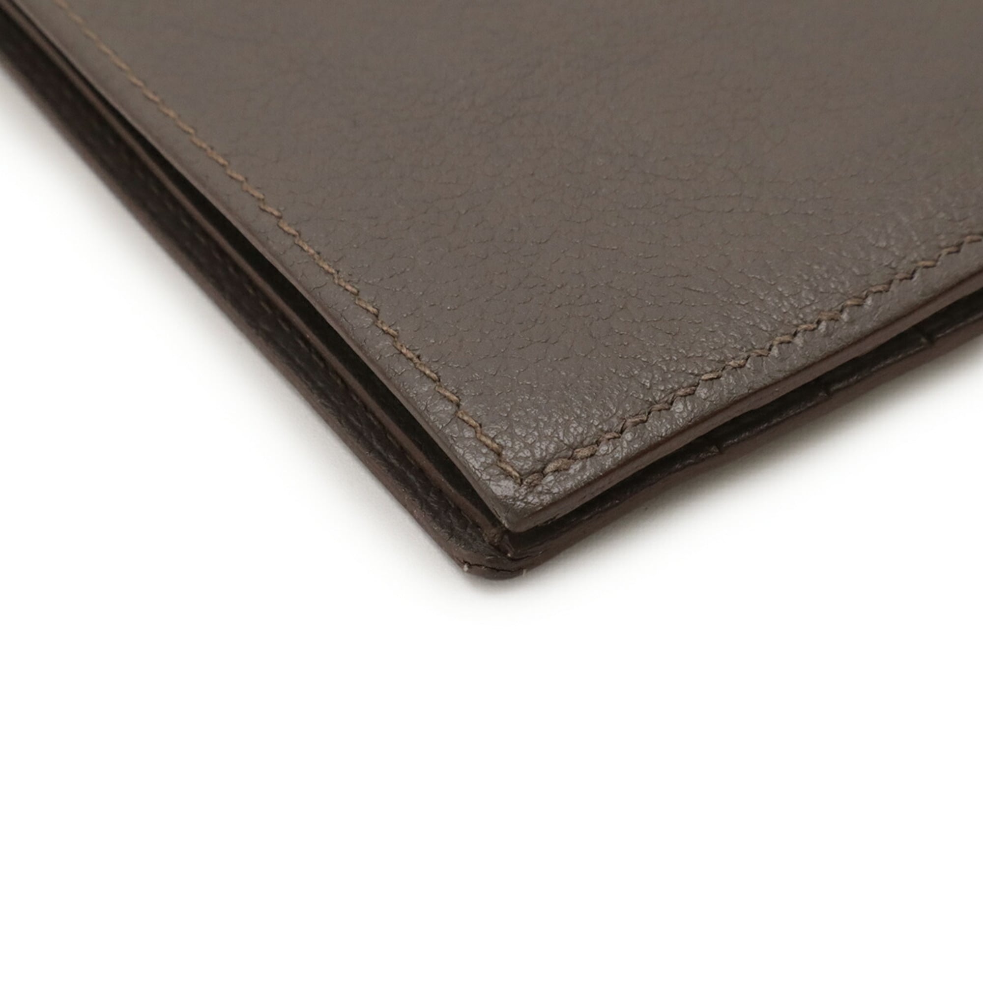 HERMES MC2 Copernicus Bi-fold Wallet in Evercolor Leather, Gray, with Q Stamp