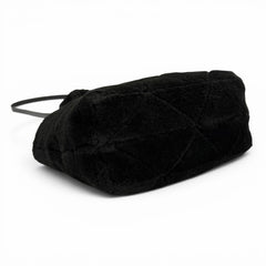 PRADA 1BG378 Triangle Logo 2-Way Shearling Fur Shoulder Bag with Pouch, Black, Made in Italy, Women's, Dust — Like New