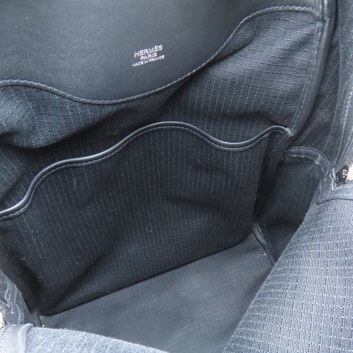 Hermes Hermès Sleek Backpack with Silver Hardware, Canvas and Calfskin Leather, Women's