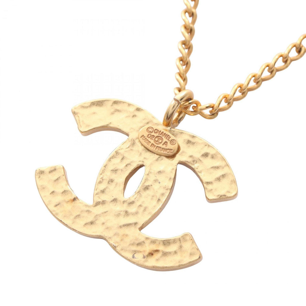 CHANEL Coco Mark Necklace Jewelry GP (Gold Plated) Women's Gold and Black