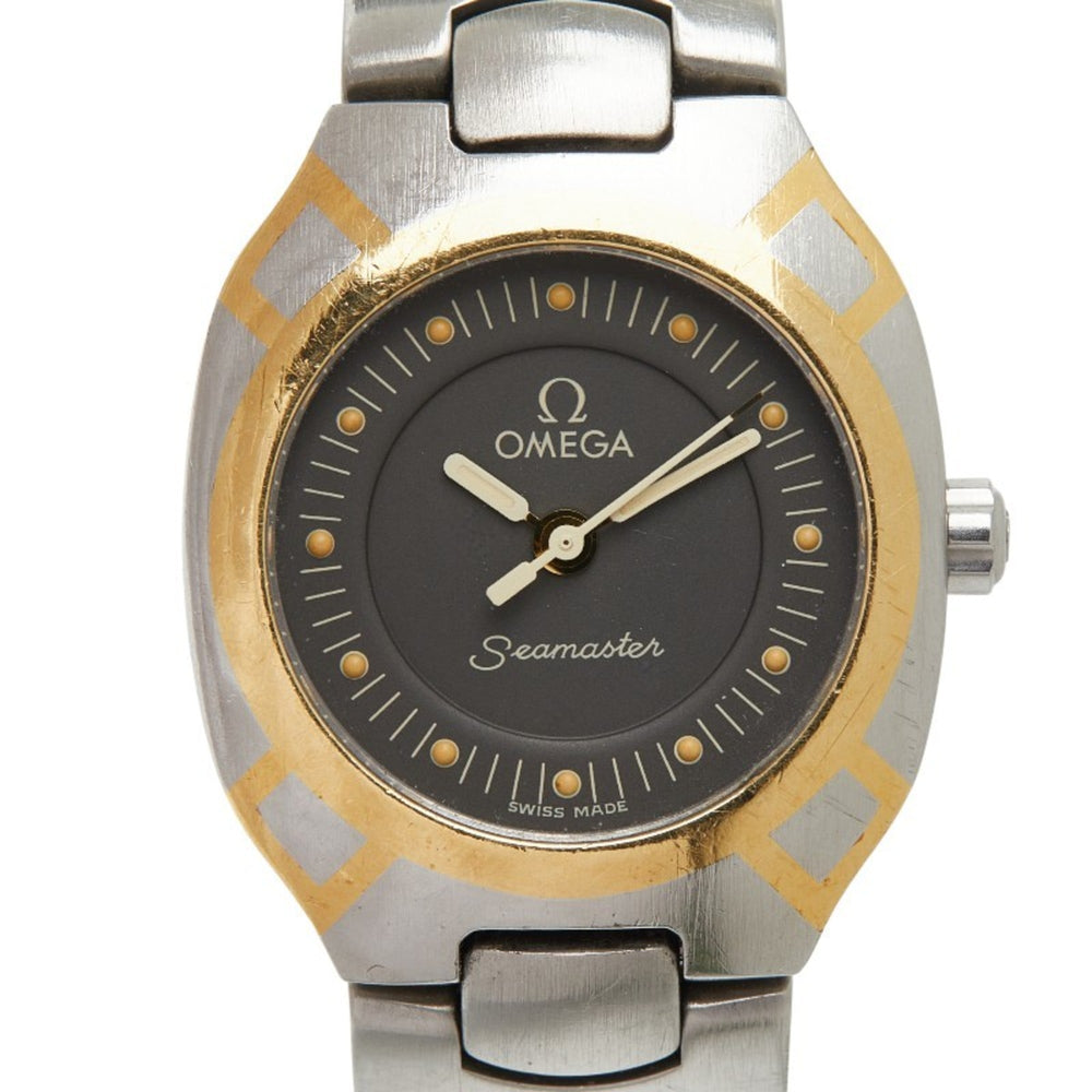 Omega Seamaster Polaris Quartz Watch, Gray Dial, Stainless Steel, Yellow Gold, Women's, OMEGA — Good
