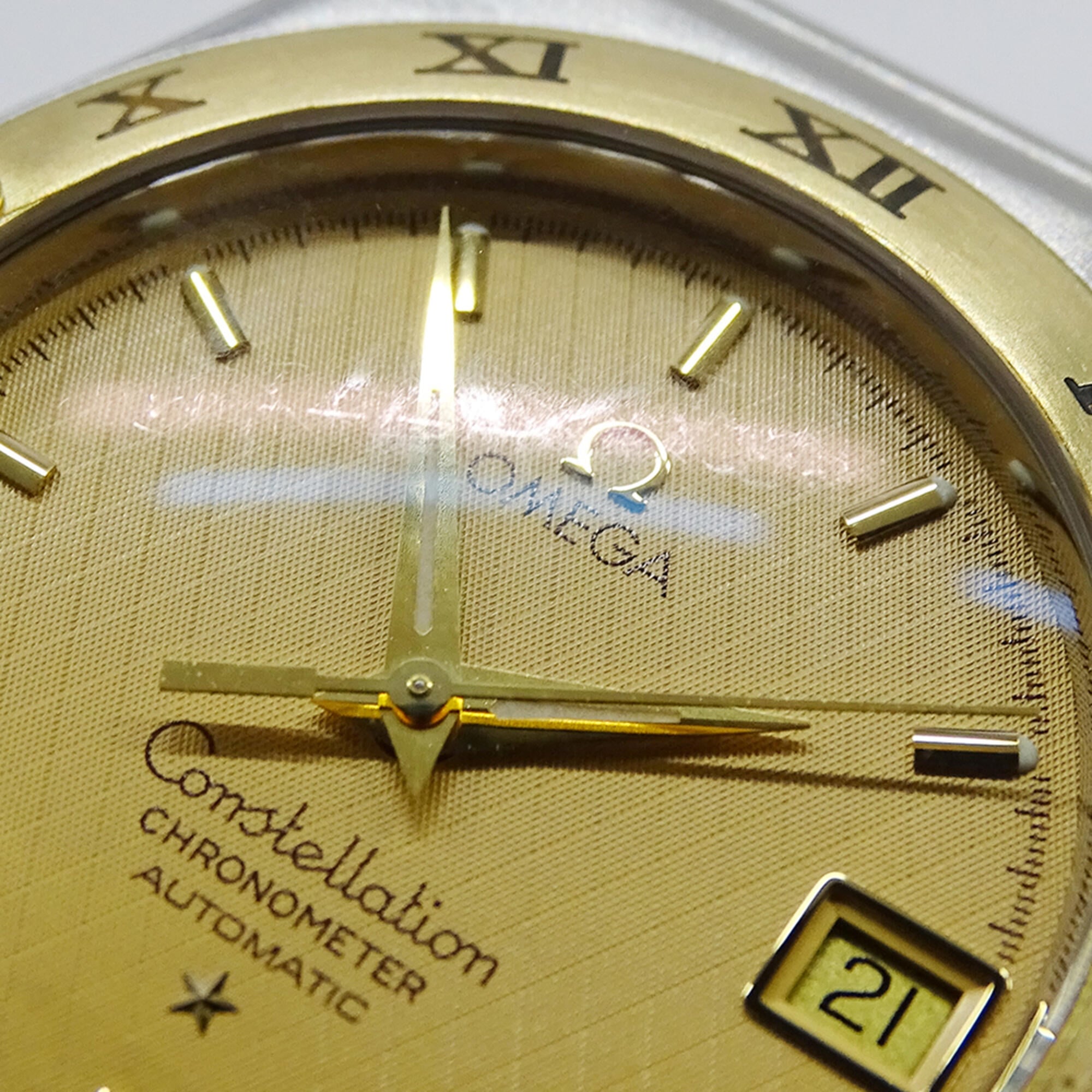 Omega Constellation 1302.10 Men's Watch, Brand Name, Date, Automatic Movement, Stainless Steel (SS), Gold (YG), Half Bar — Good