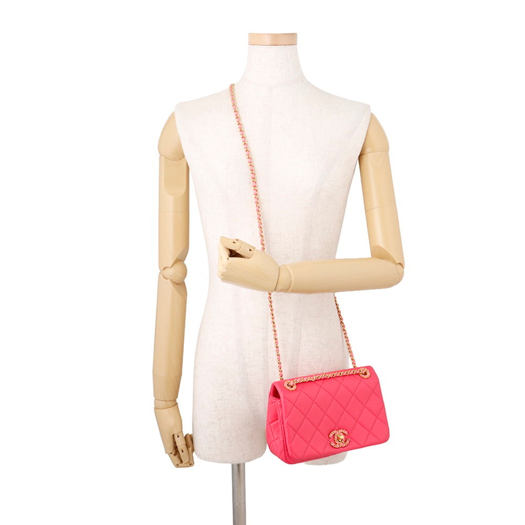 Chanel Chain Shoulder Bag Mini Flap Matelassé Coco Mark 19 Leather CHANEL Handbag Women's — Like New