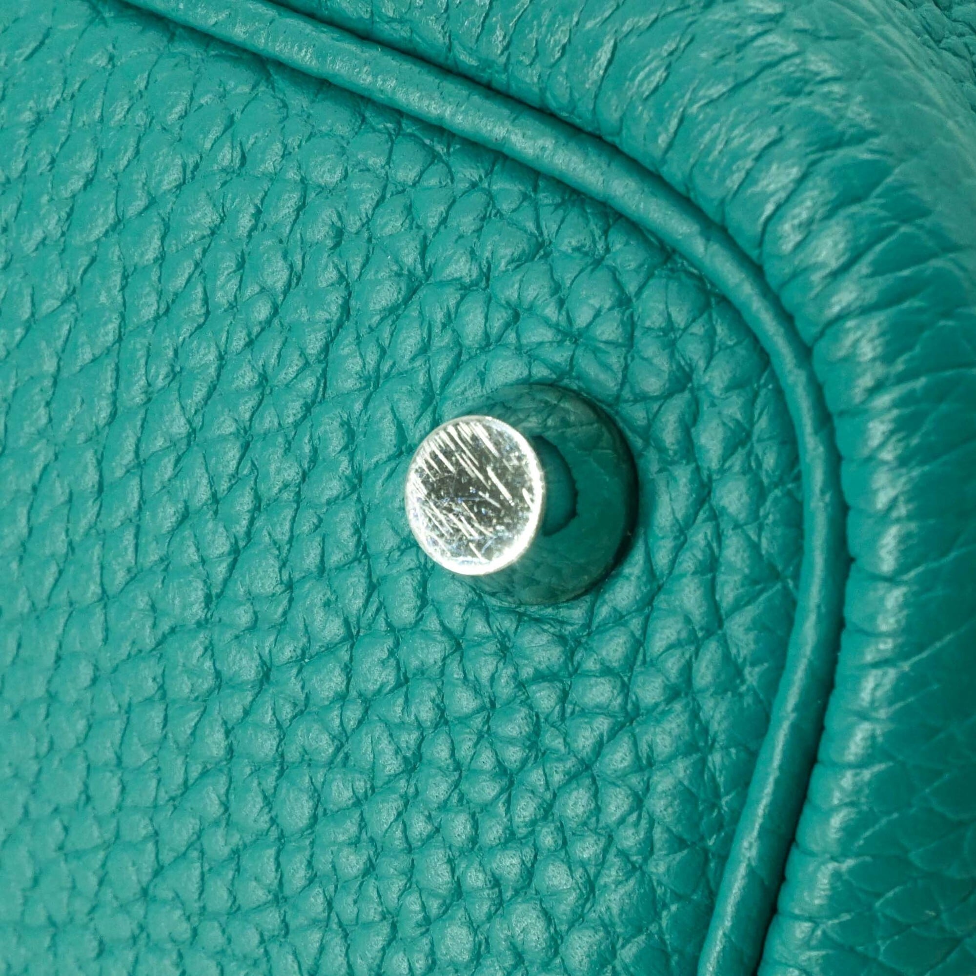 HERMES Picotin Lock PM handbag, Taurillon Clemence leather, Malachite Green — Like New