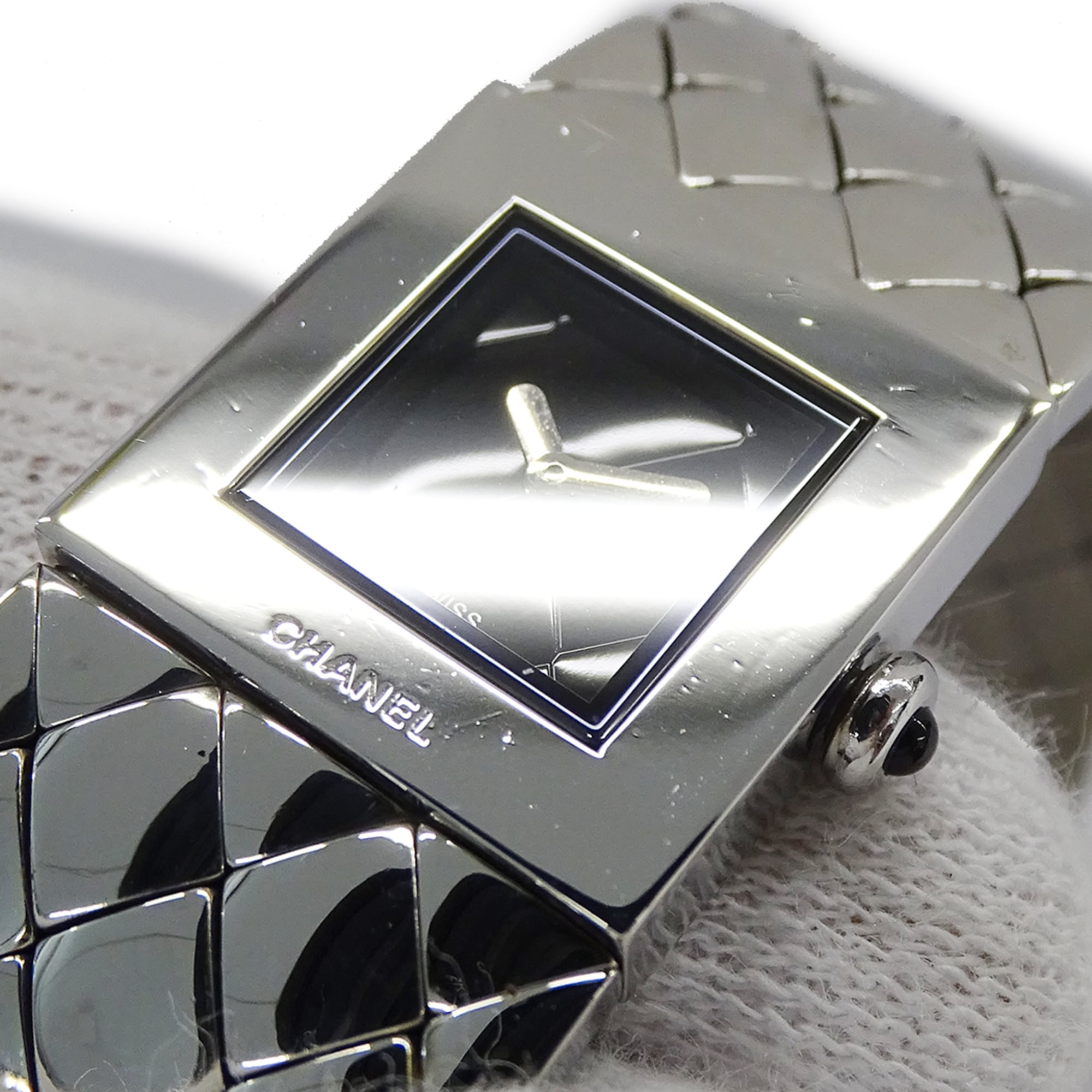 Chanel CHANEL Women's Watch, Brand Name, Matelassé, Quartz, Stainless Steel (SS), H0009, Silver, Black — Good