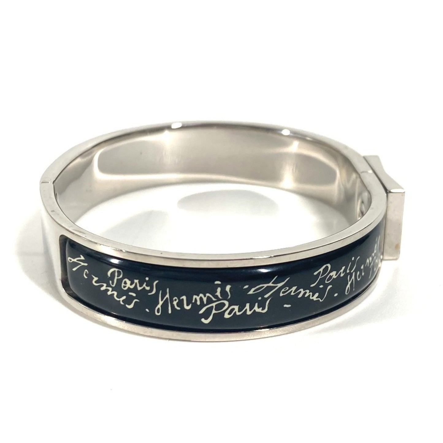 HERMES Hermes enamel bracelet accessory bangle metal ladies black