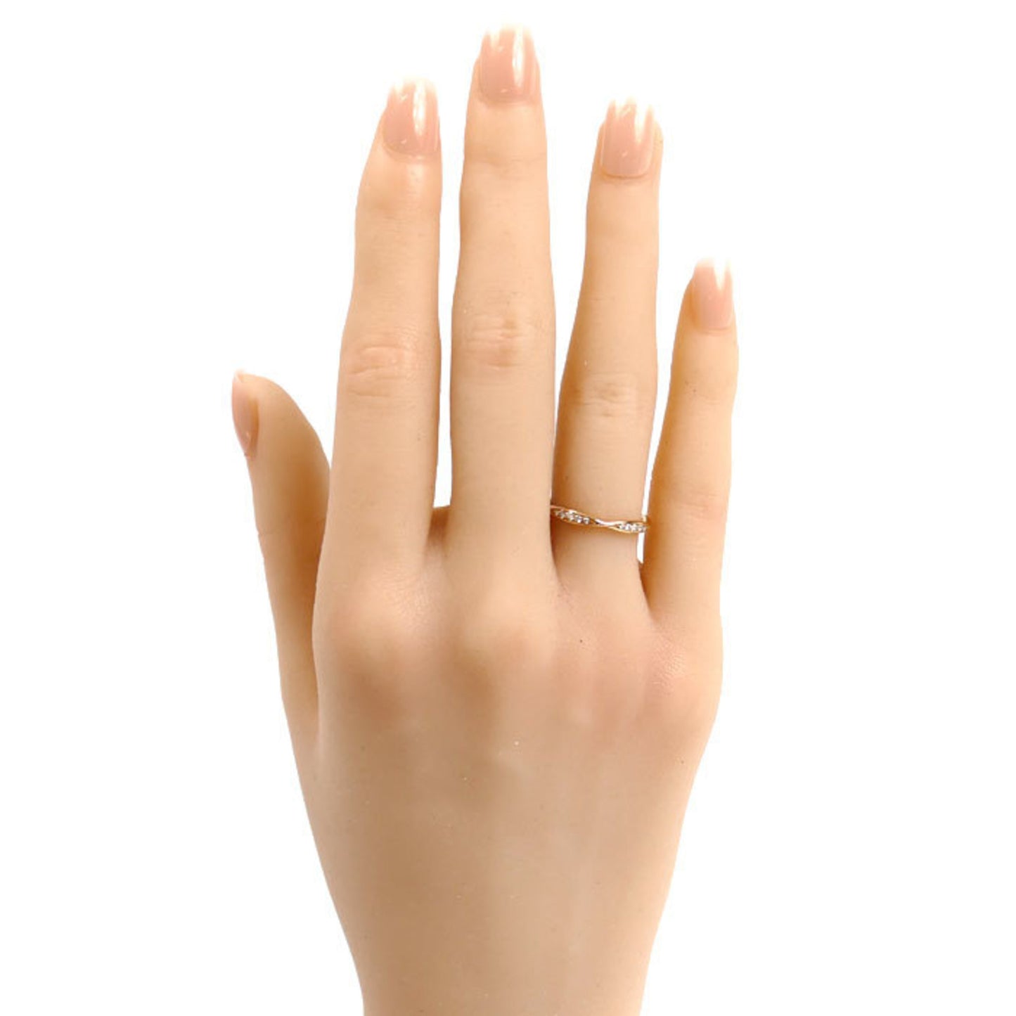 CHANEL 18KPG Pink Gold Camellia Ring J10836 with Diamonds, Size 8, 48mm, 2.4g, Women's