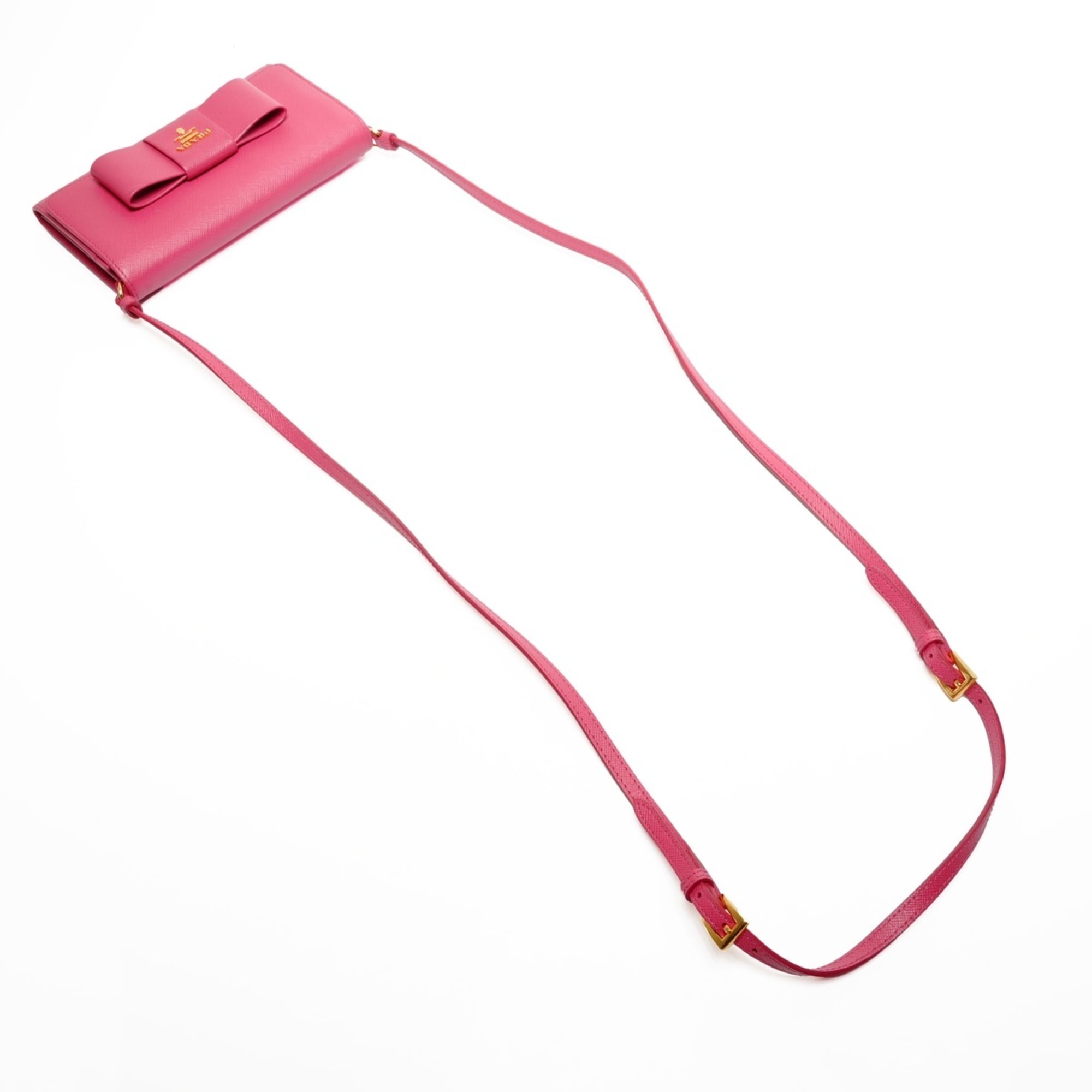 Prada Le Bon Saffiano Leather Wallet Shoulder Bag in Pink