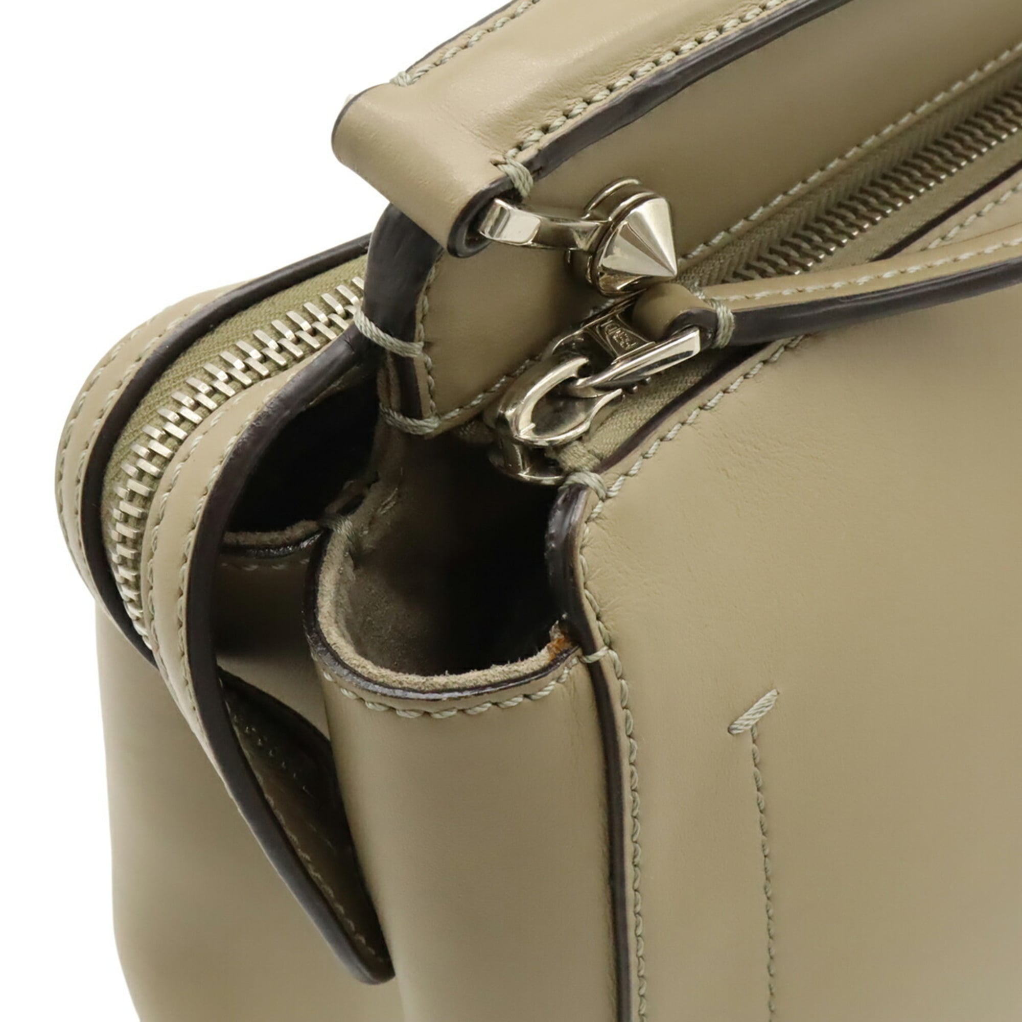 FENDI.com Handbag Shoulder Bag Leather Greige 8BN293