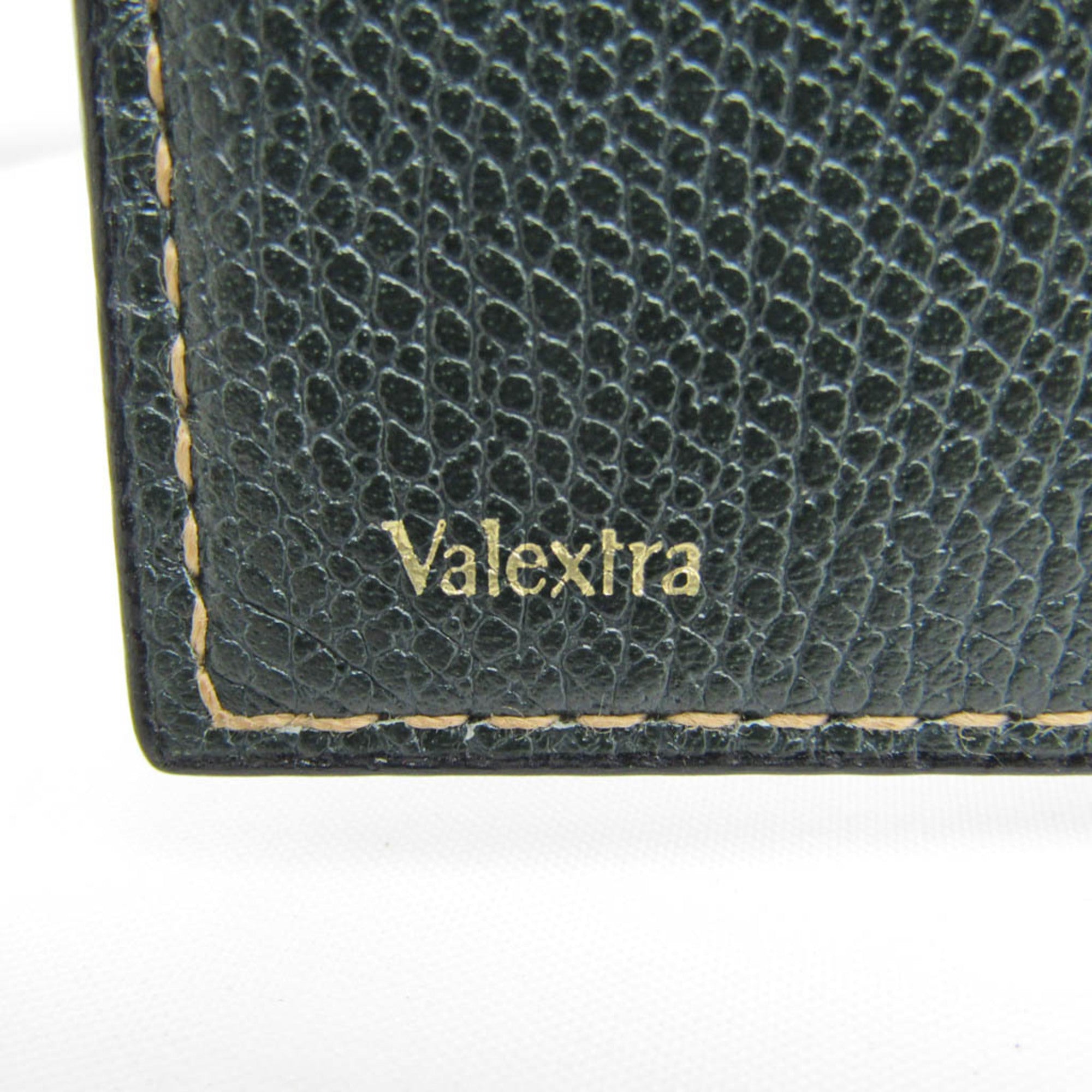 Valextra Vertical 12 Card V8L21 Men,Women Leather Long Bill Wallet (bi-fold) Dark Green