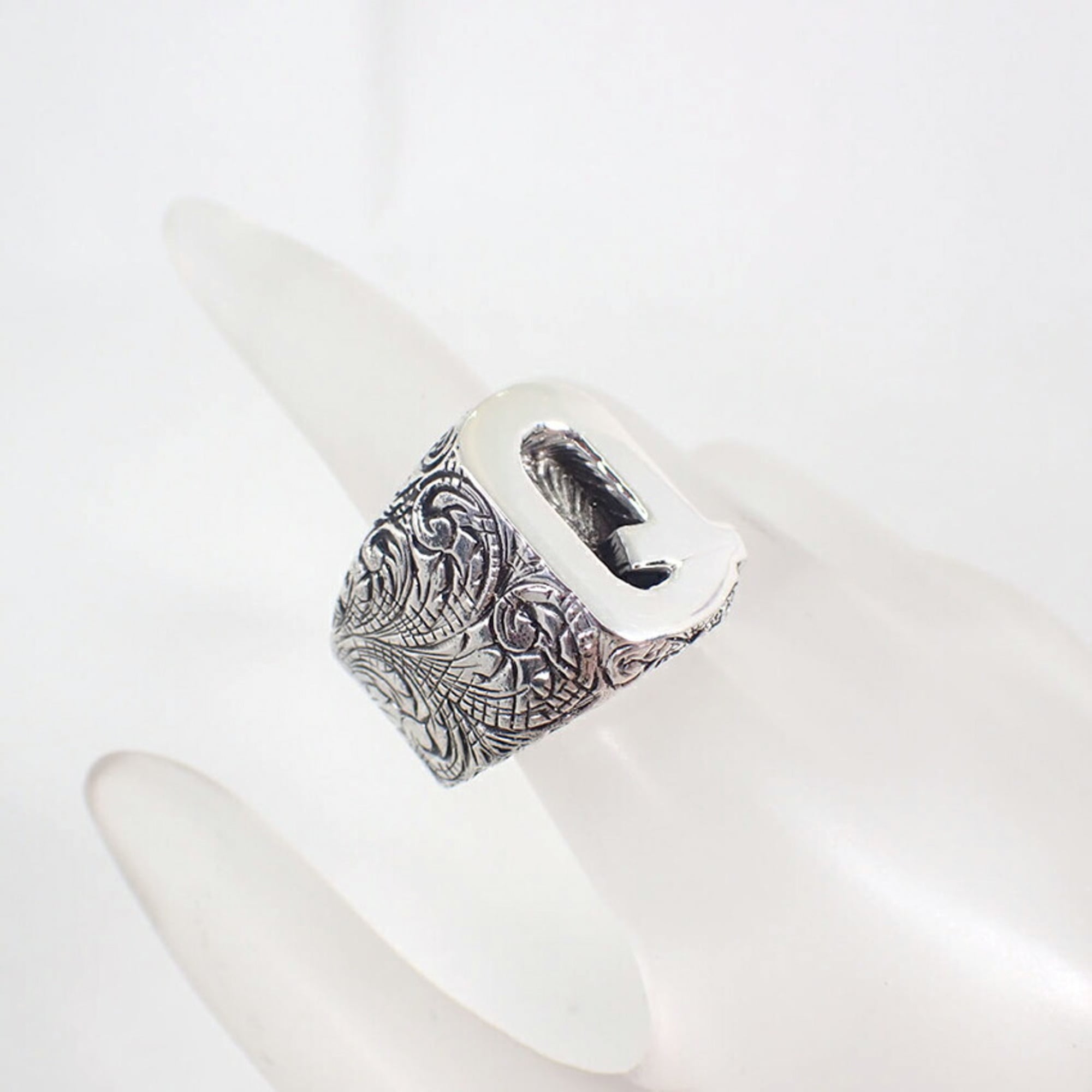 GUCCI Ag925 Alphabet Q Ring, Size 19 — Like New