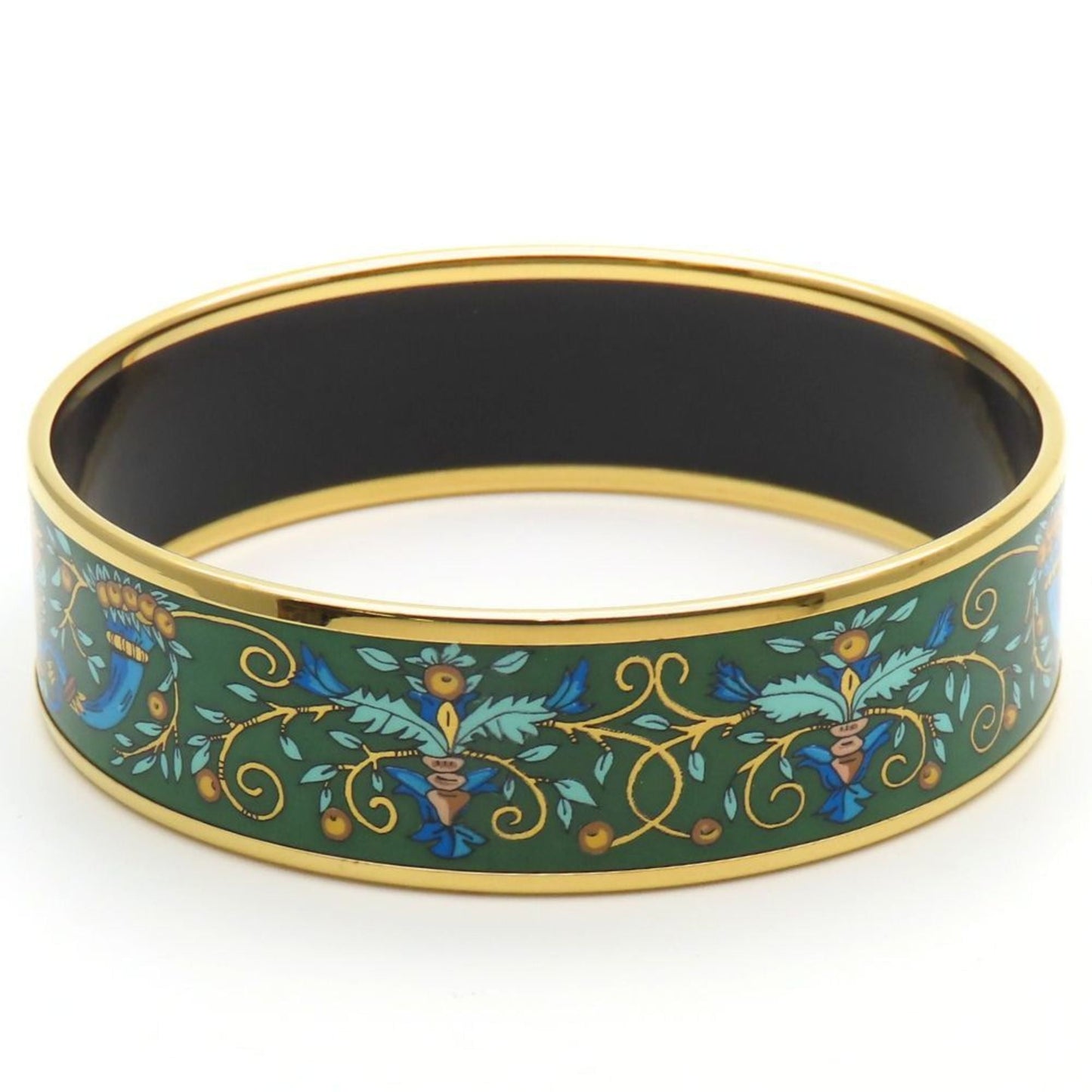 Hermes GM enamel bracelet in green gold and enamel. women's bracelet.
