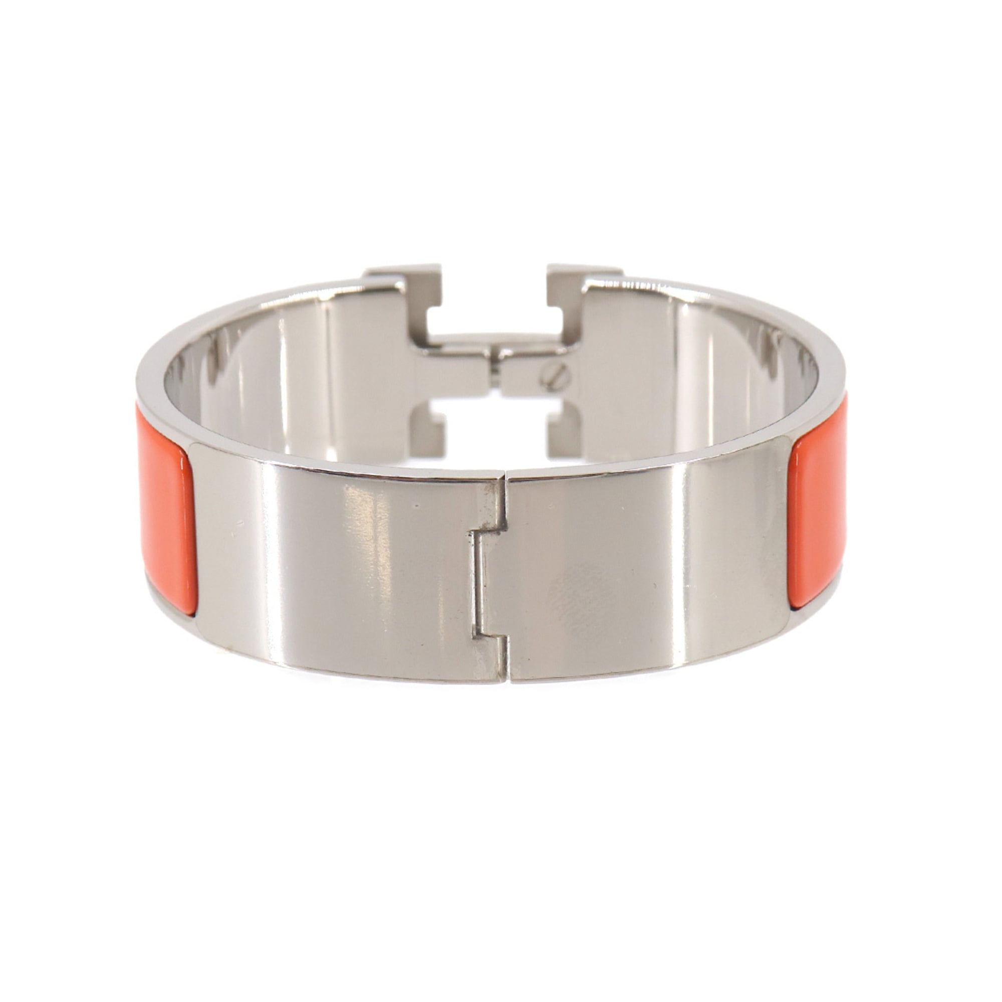 Hermes Clic Clac H Bangle, Orange, Silver Hardware — New - Store Return