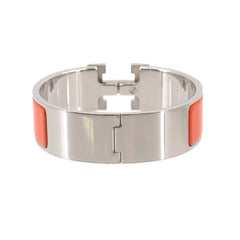 Hermes Clic Clac H Bangle, Orange, Silver Hardware — New - Store Return
