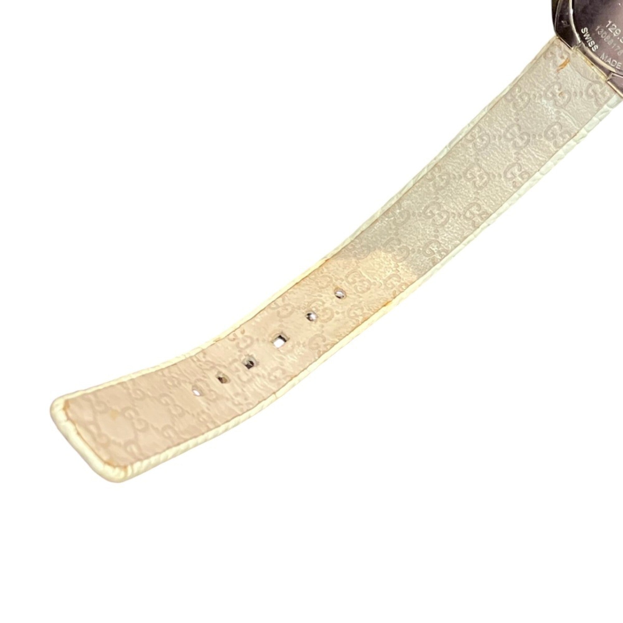 Gucci Horsebit watch, total weight 24.6g, stainless steel, genuine leather strap, quartz movement, white mother-of-pearl dial, 129.5 — Good