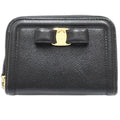 Salvatore Ferragamo Fiocco Vara Small Zip-Around Wallet in Black Leather, Women's, 181910