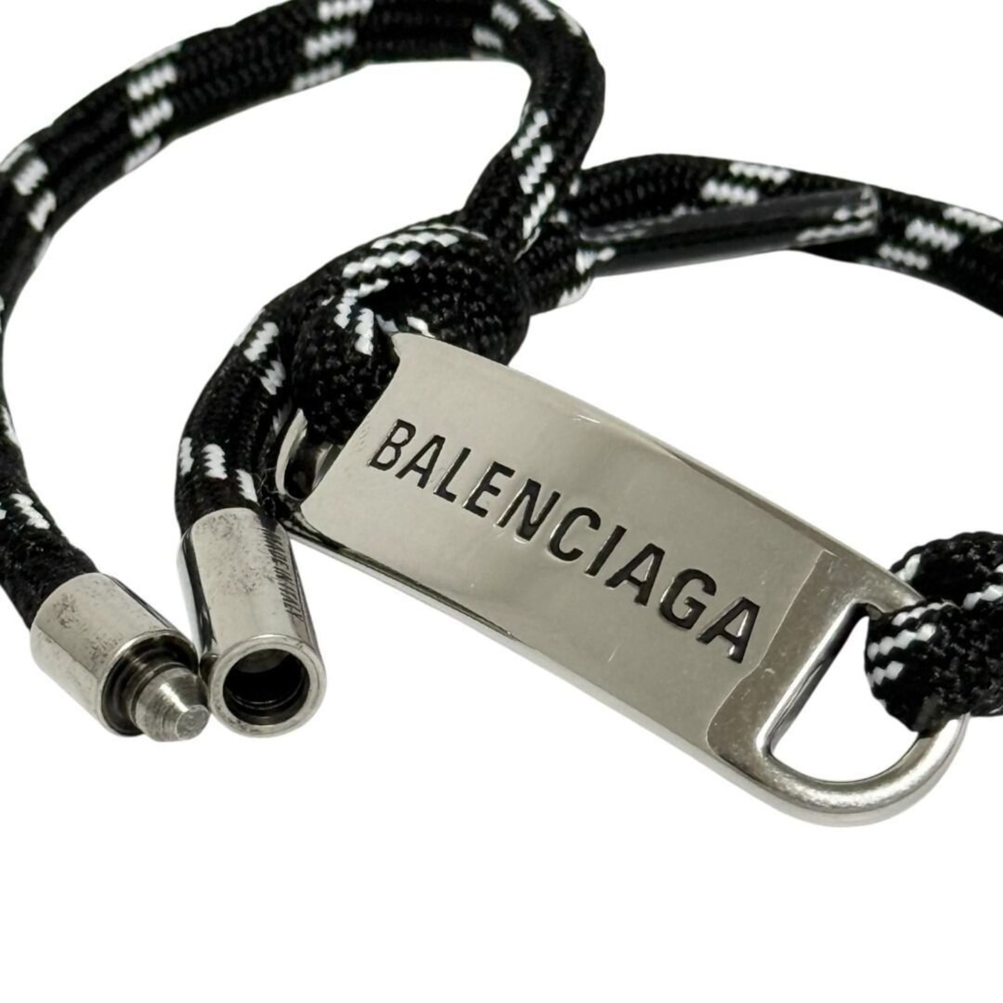 Balenciaga Men's Cord Bracelet with Plate, Double Wrap, Adjustable Size — Like New