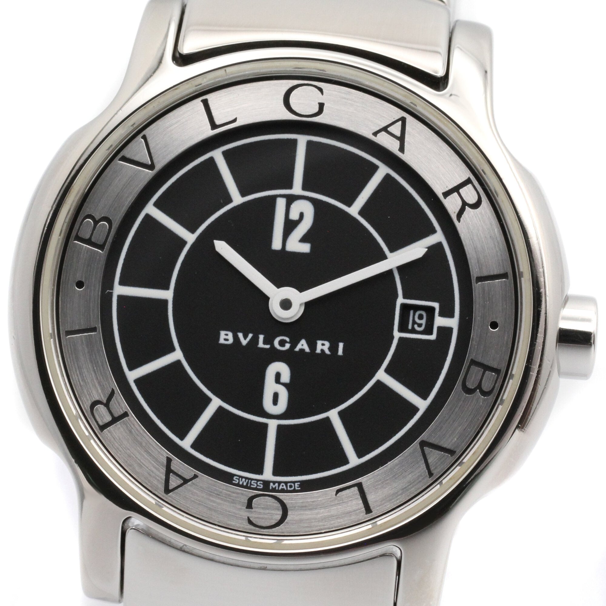 Bulgari BVLGARI Solo Tempo Watch, Stainless Steel, Women's, Black, ST29S — Very Good