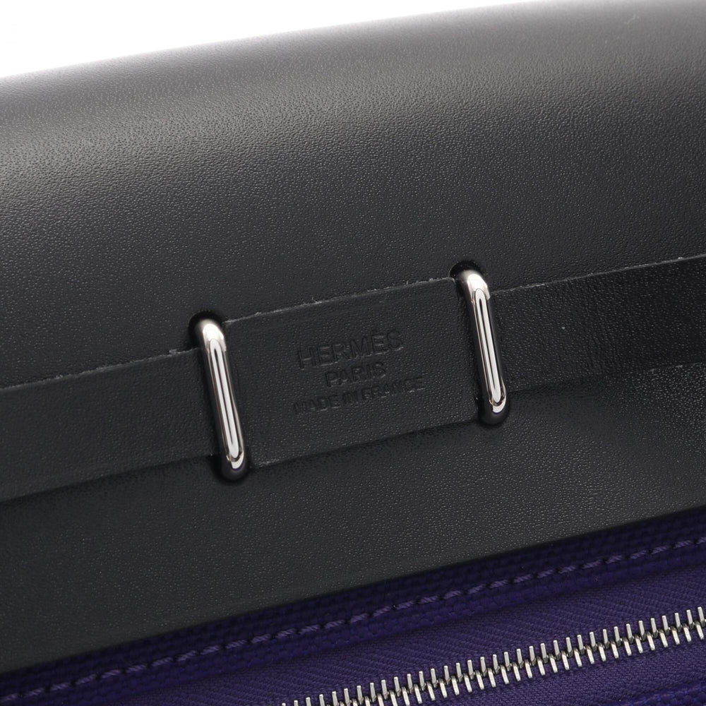 Hermes Herbag Zip Mini Shoulder Bag Handbag Canvas Leather Toile Military Vache Hunter Women's Purple Black — New - Store Return