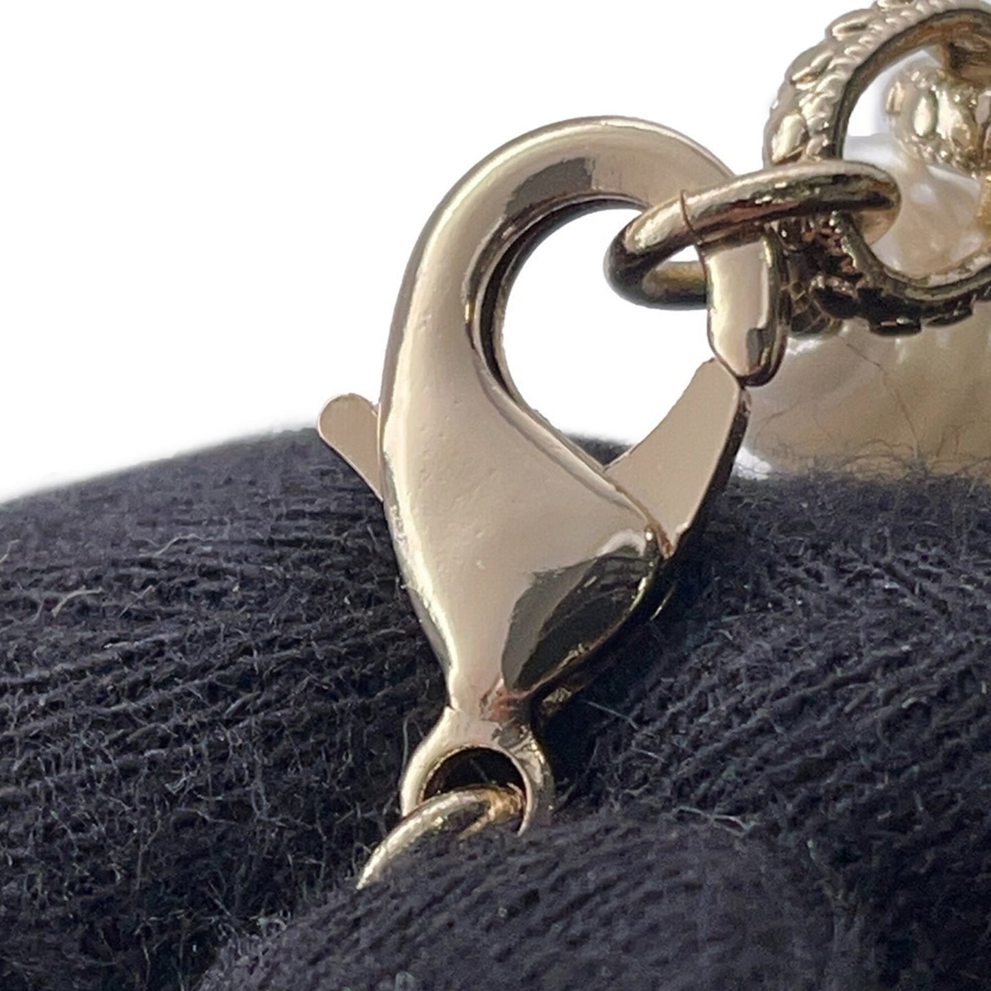 Chanel Necklace Coco Mark Fake Pearl Rhinestone B23 S CHANEL