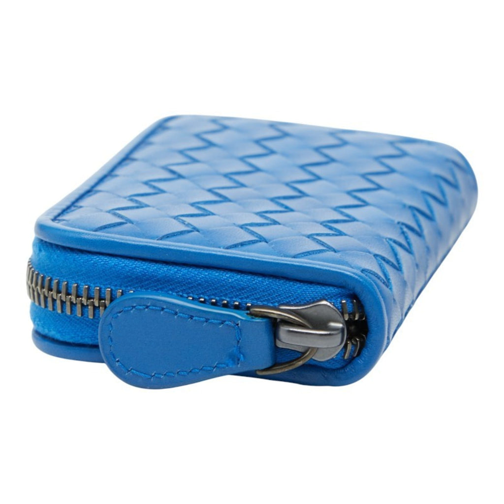 Bottega Veneta Intrecciato Wallet/Coin Purse Blue Leather Women's BOTTEGAVENETA