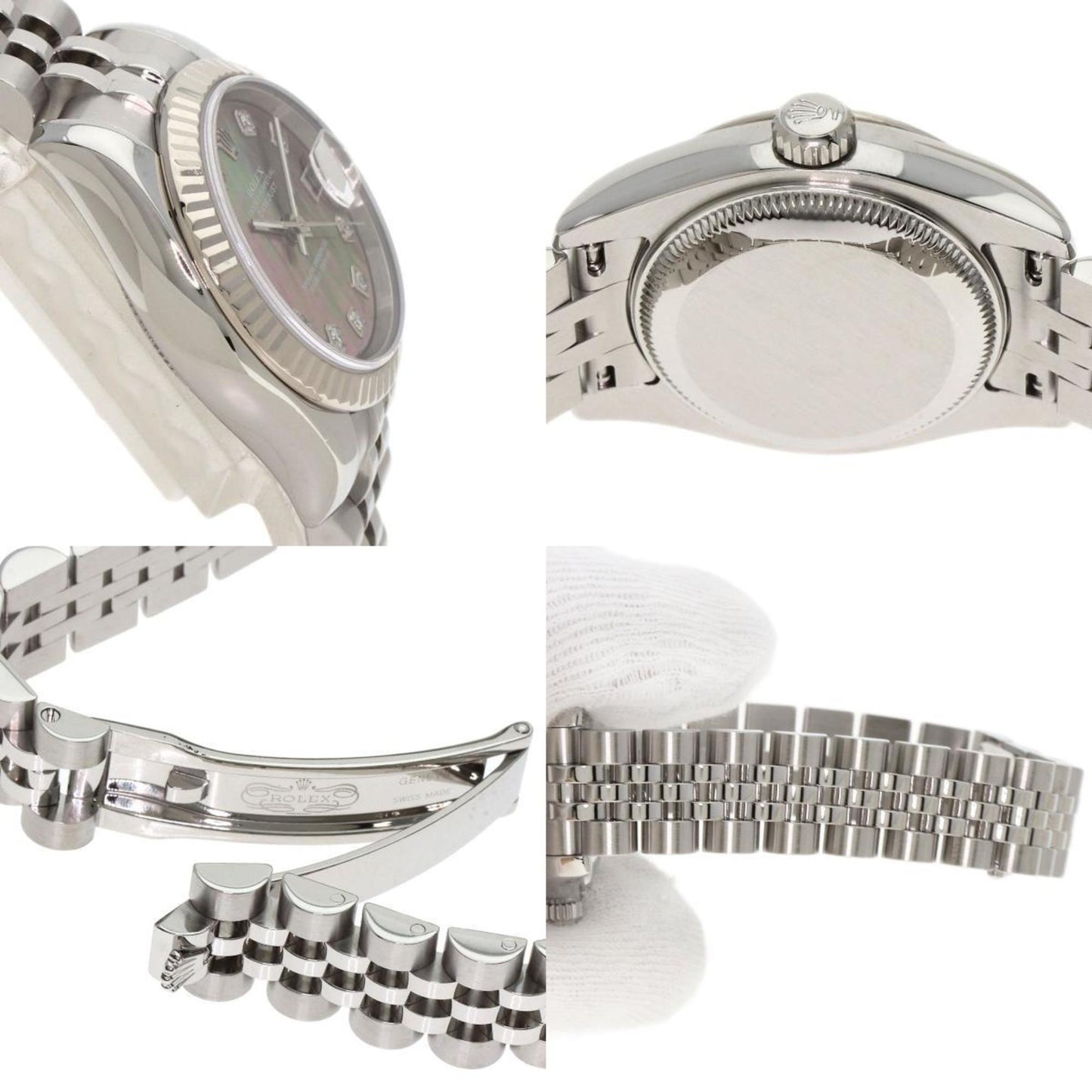 Rolex 179174NG Datejust 10P Diamond Watch Stainless Steel SS K18WG Ladies ROLEX