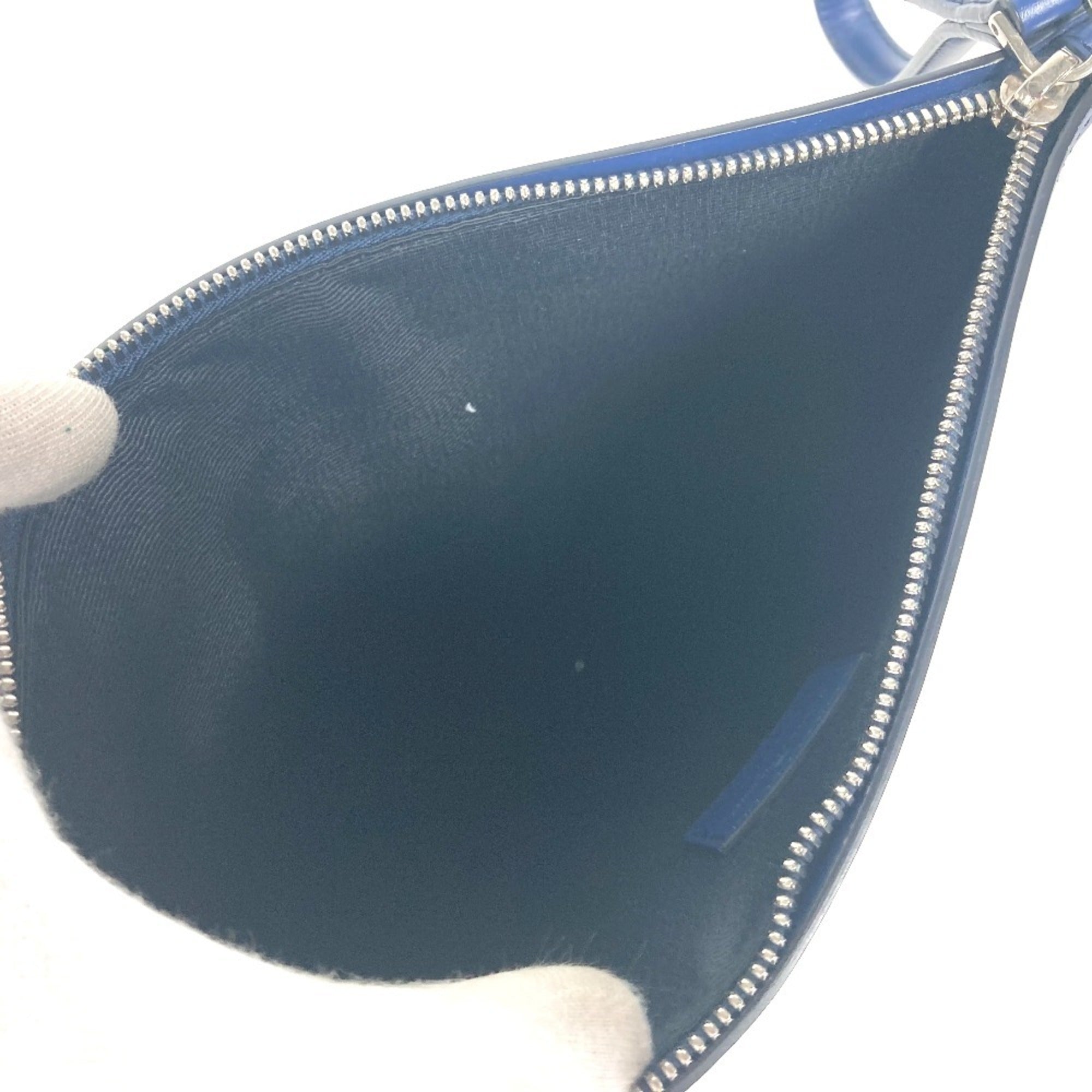 Salvatore Ferragamo Gancini pouch with strap clutch bag leather men's blue — Like New
