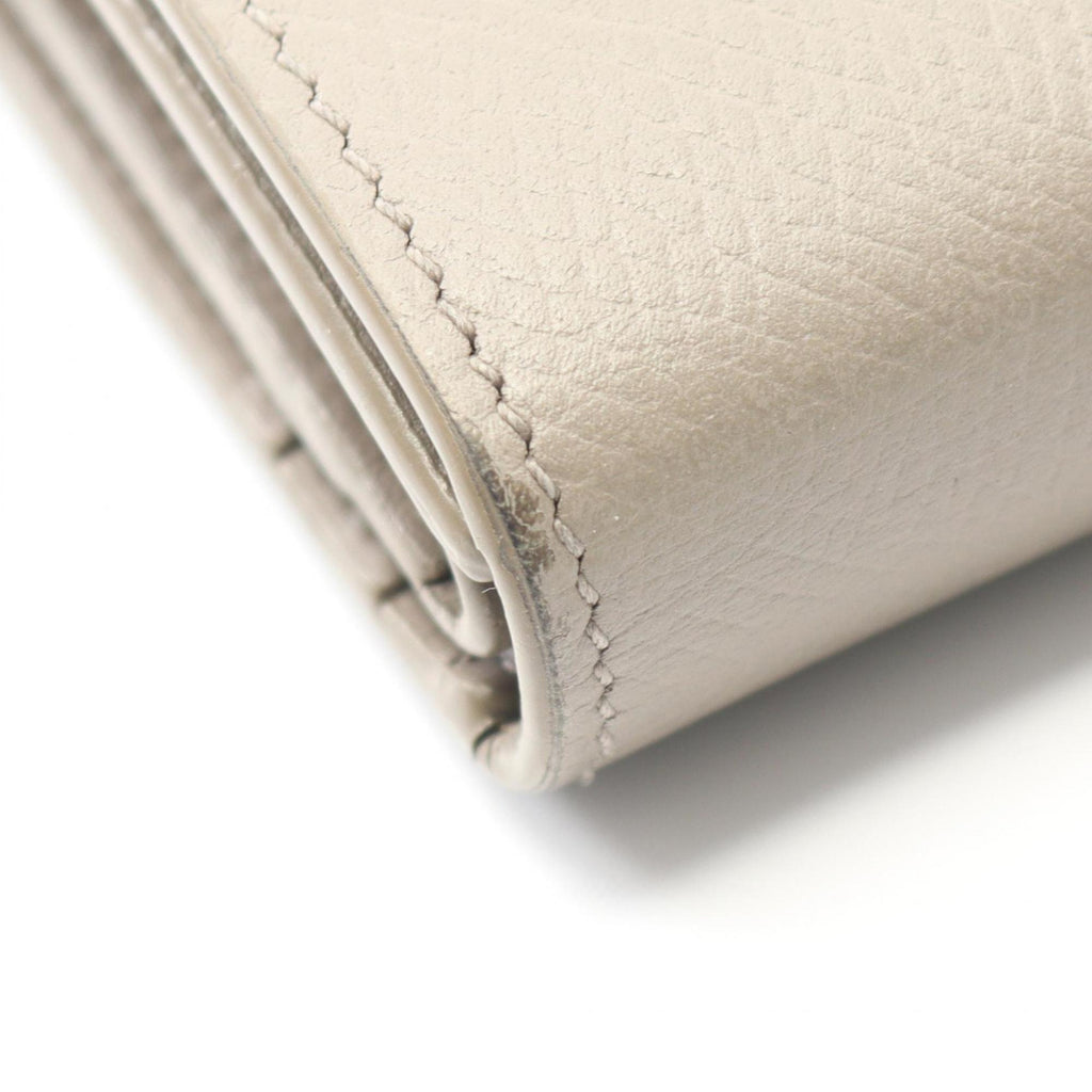 Celine Small Trifold Wallet, Leather, Women's, Beige, 10B573