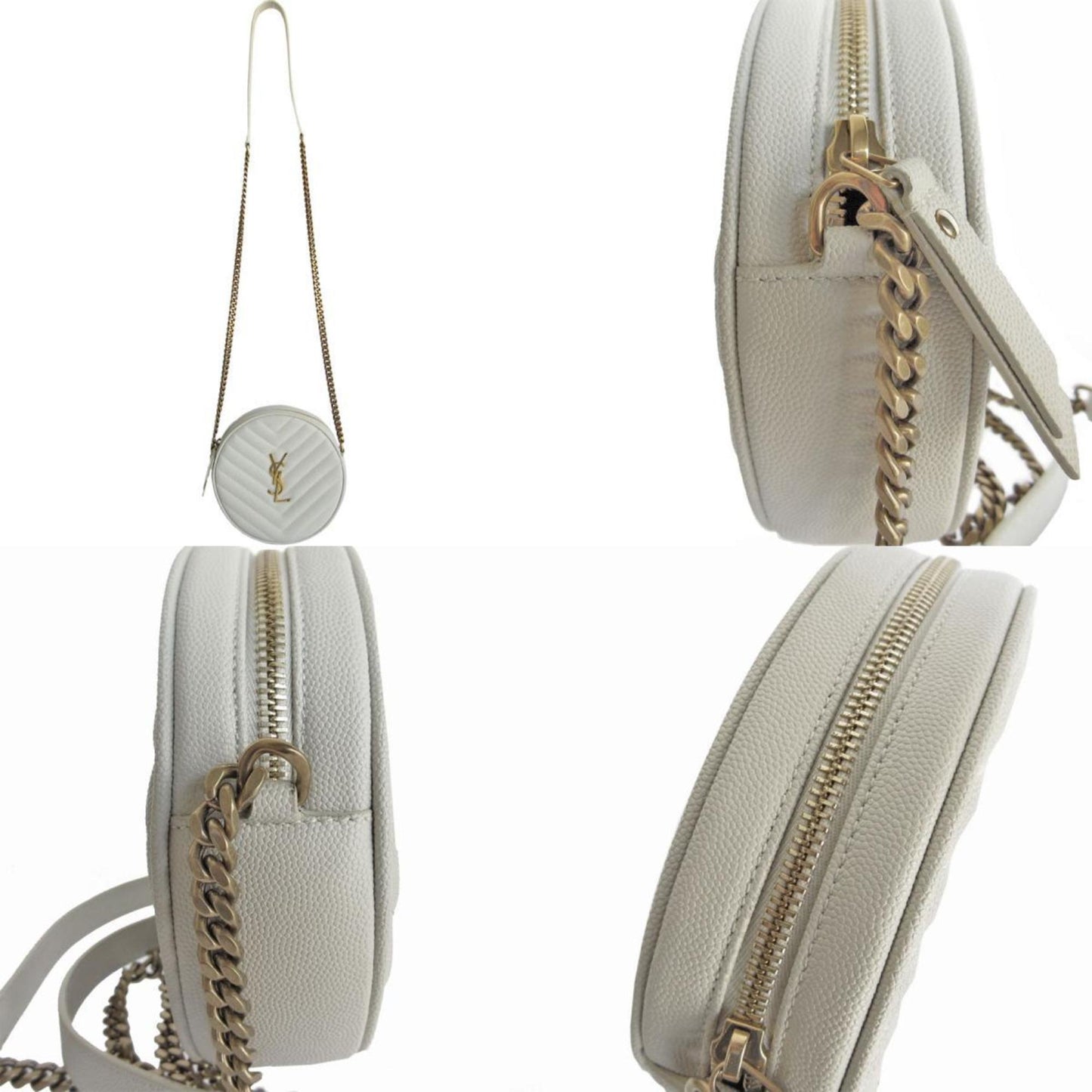 Saint Laurent shoulder bag leather ivory gold women's s0239f