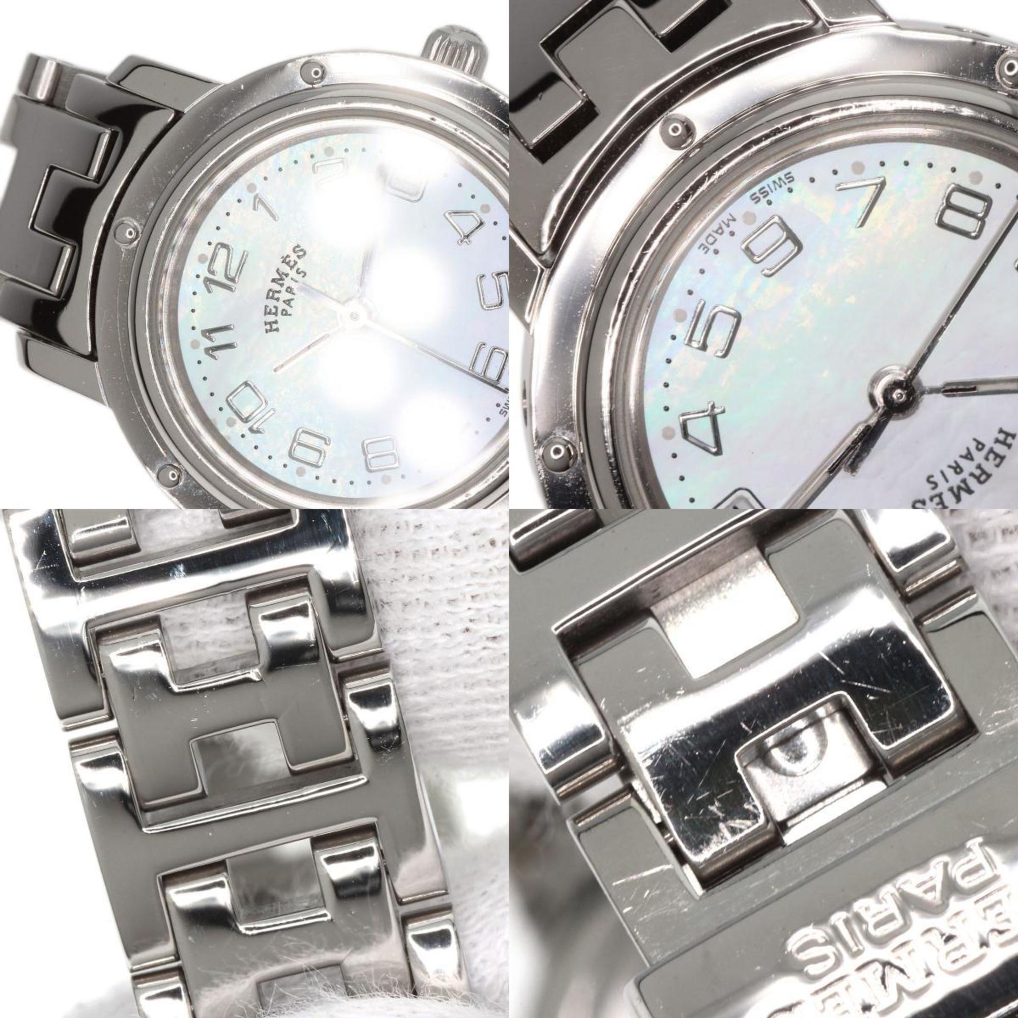 Hermes CL4.210 Clipper Nacle Watch Stainless Steel SS Ladies HERMES — Very Good