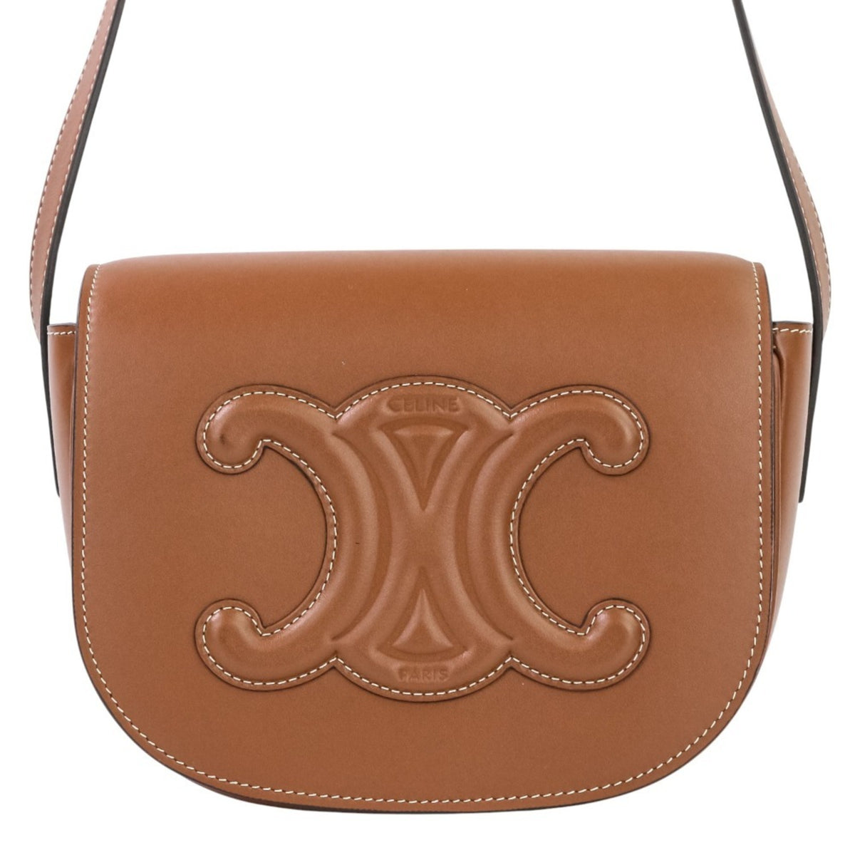 CELINE Folco Cuir Triomphe Shoulder Bag, Brown, Women's, Luxs, Pre-owned Brands — Like New