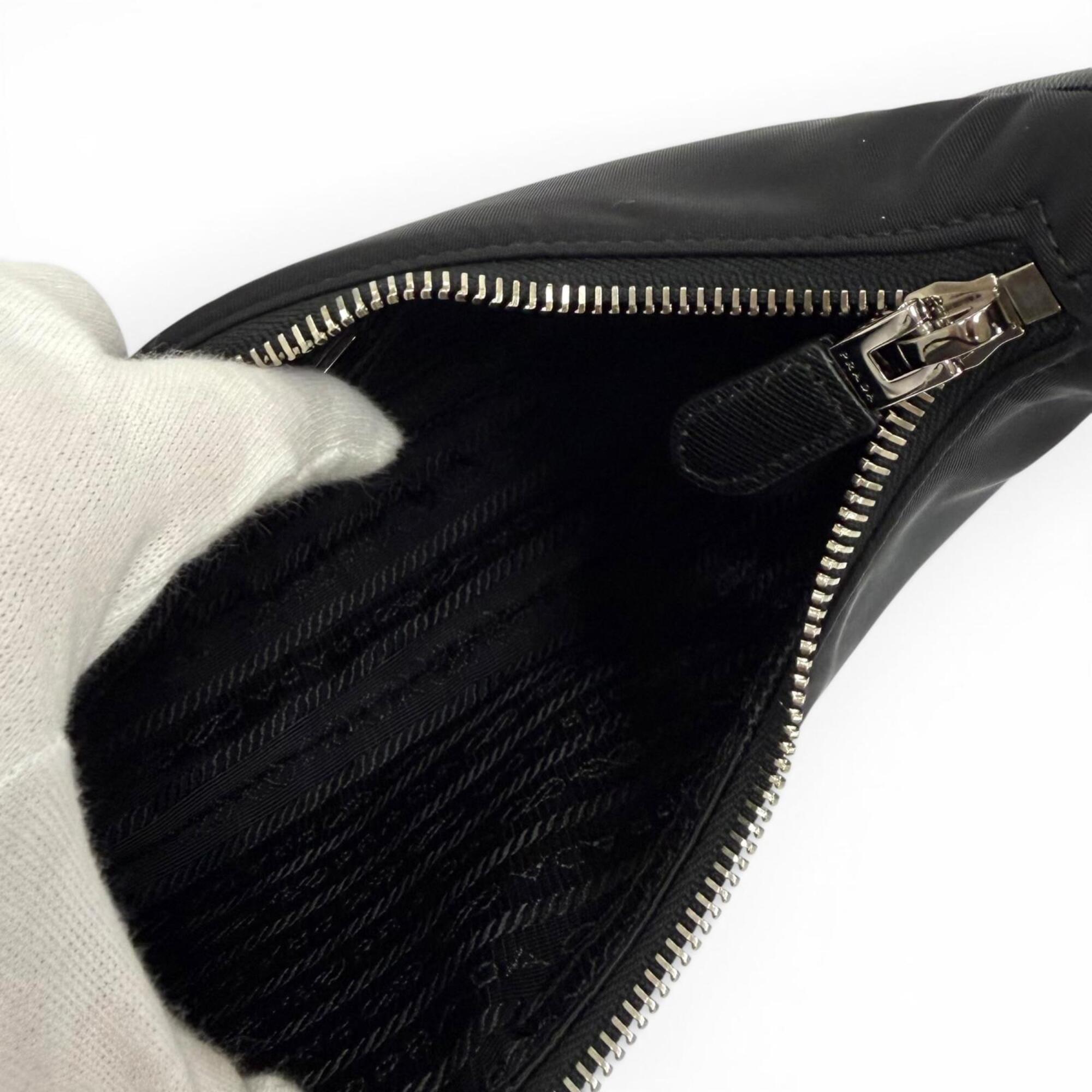 PRADA 1N204X Re-Edition 2005 Re-Nylon Triangle Logo Handbag, Black, Made in Italy, Women's, with Box and Dust Bag — Like New