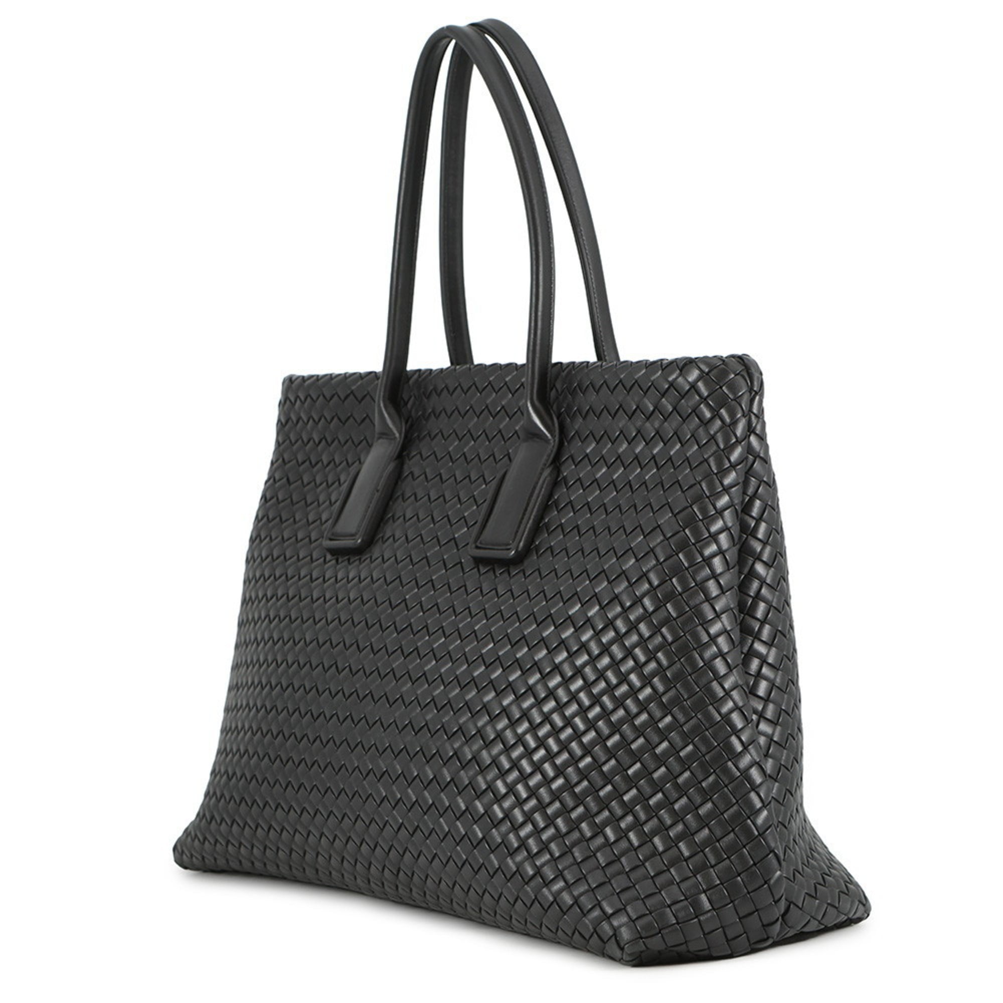 Bottega Veneta Intrecciato Snap Leather Tote Bag, Black