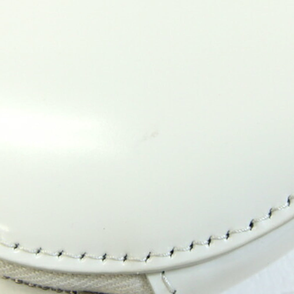 Prada Mini Pouch Wallet/Coin Case 1TL431 White Leather Coin Purse Accessory Bag Charm Round Keychain Triangle Plate PRADA | Handbag Attachment Carabiner — Like New