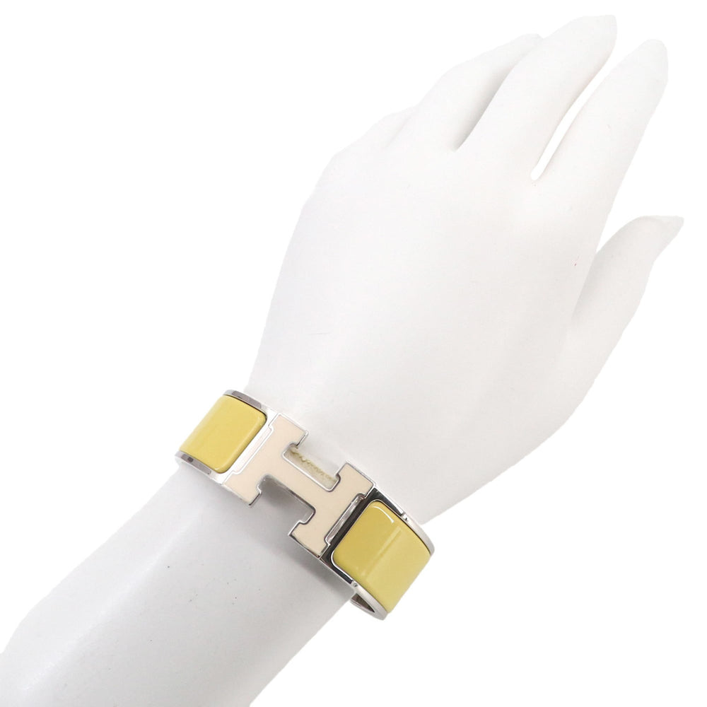 Hermes Clic Clac H PM Bangle White Jaune Citron Silver Hardware — New - Store Return