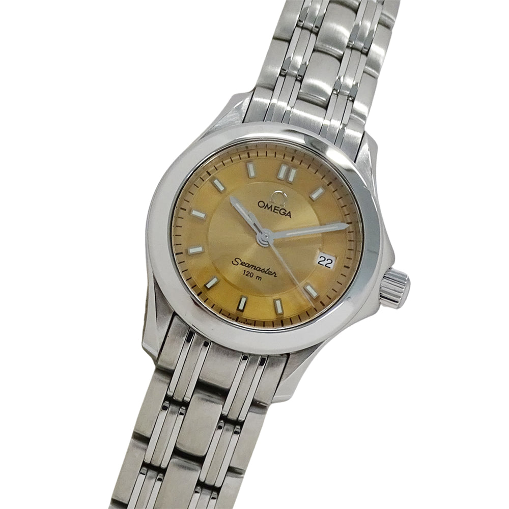 Omega Seamaster 2581.62 Women's Watch, Brand Name, 120m Water Resistant, Date, Quartz Movement, Stainless Steel (SS), Silver & Orange — Good