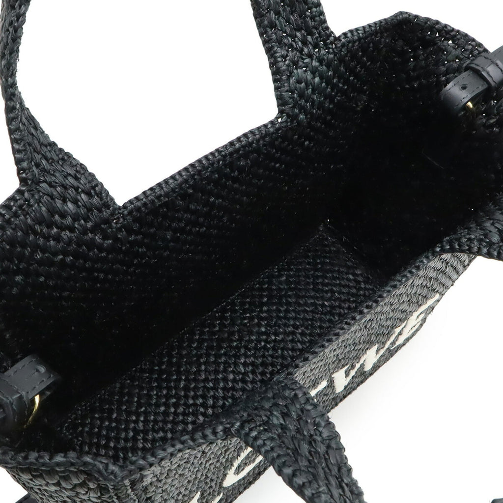 LOEWE Loewe Font Tote Small Bag Handbag Shoulder Raffia Black White A685B59X01