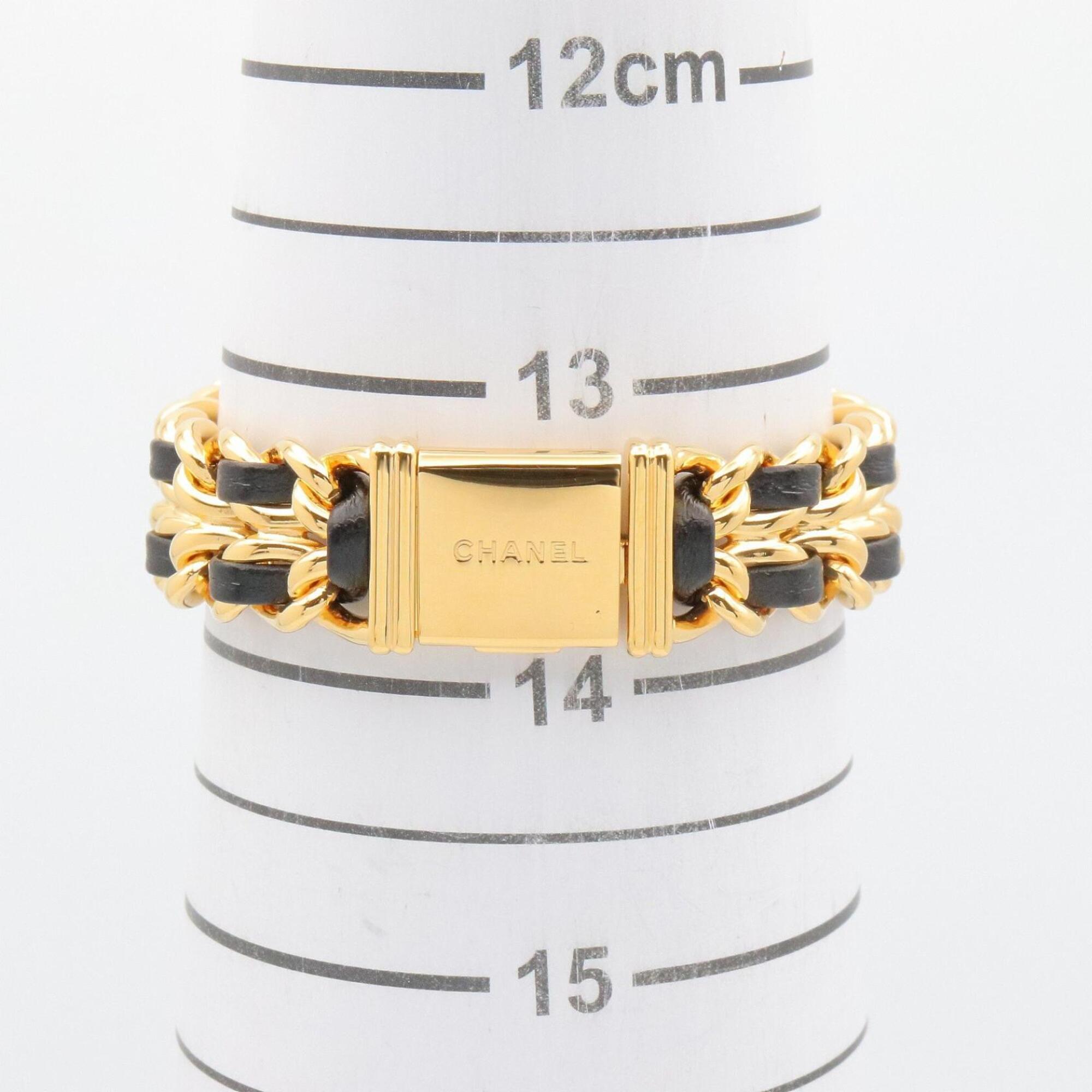 Chanel CHANEL Première S Watch, Gold Plated (GP), Leather Strap, Women's, Black, H0001 — Very Good