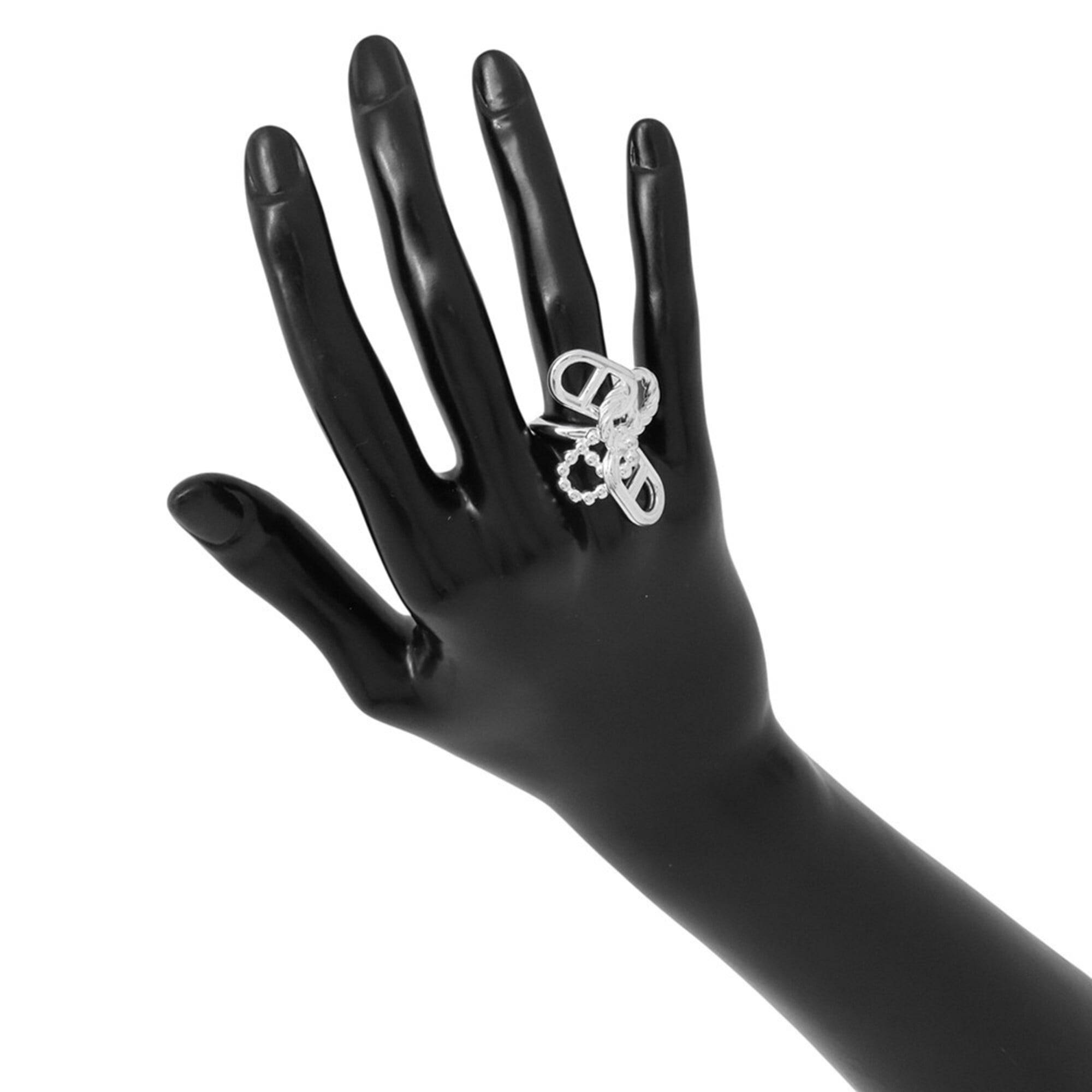 Hermes Chaine d'Ancre A II Multi-Link Ring, SV925 Silver, Ring Size 52. (HERMES ring) — Like New
