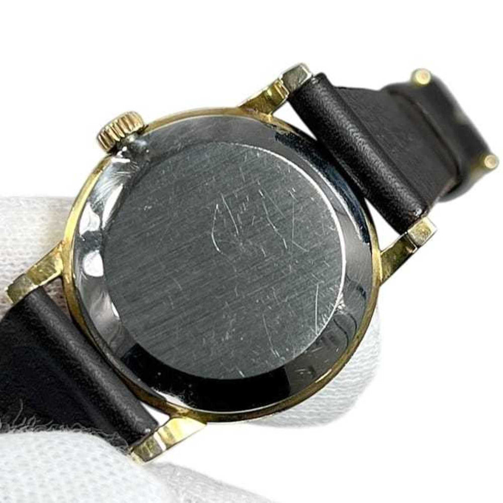Omega De Ville Watch f-25030 Gold Black Women's SS Leather Manual Winding OMEGA Dial Analog Stainless Steel — Good