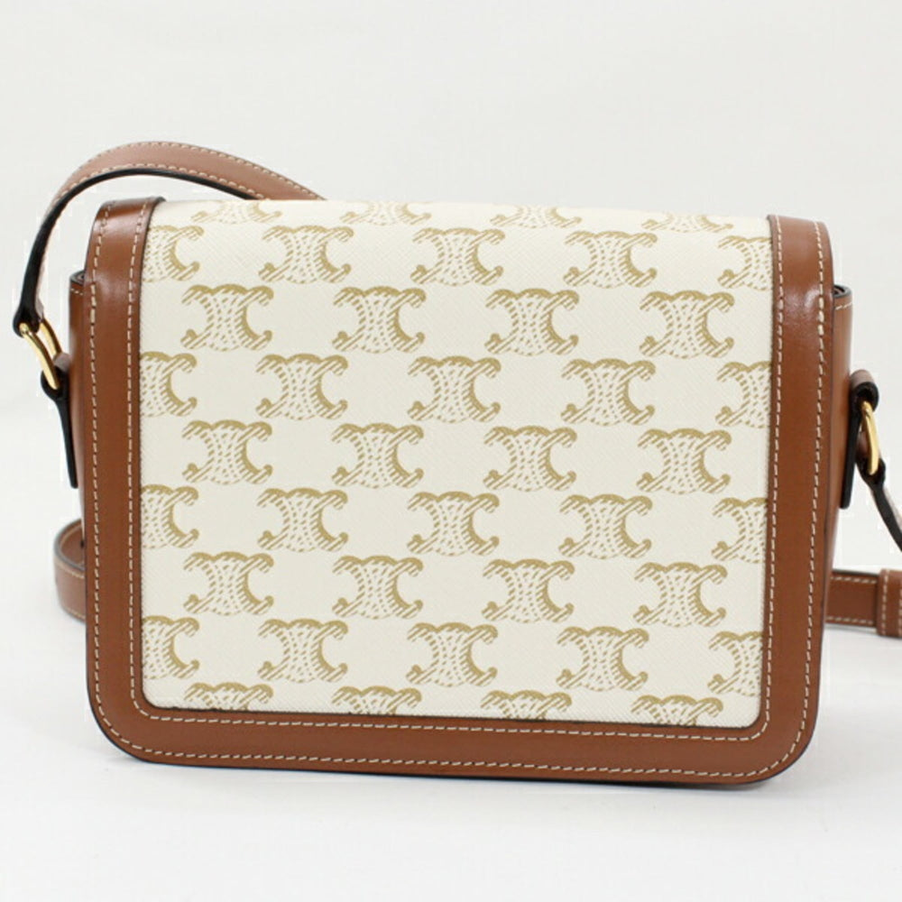 Celine Shoulder Bag Teen Triomphe White 188882BZ4.01BC CELINE Calf Leather Women's — Like New
