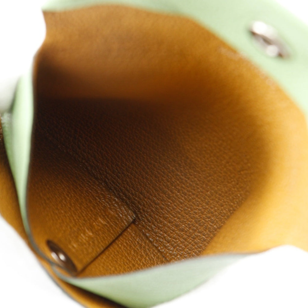 Hermes Bastia Coin Case Chevre Made in France 2023 Green B Snap Button Women's