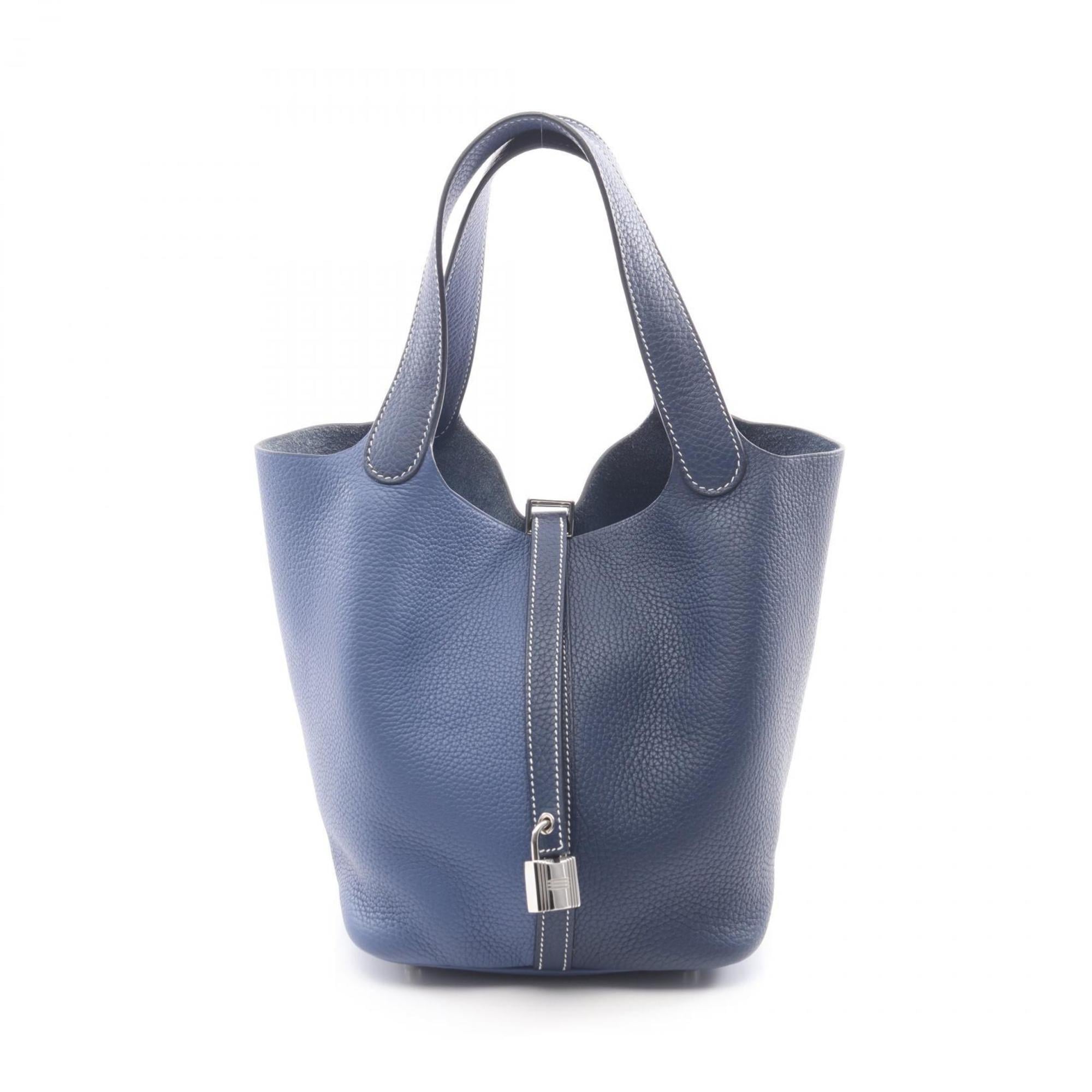 Hermes Hermès Picotin Lock MM handbag, leather, Taurillon Clemence women's, blue, navy